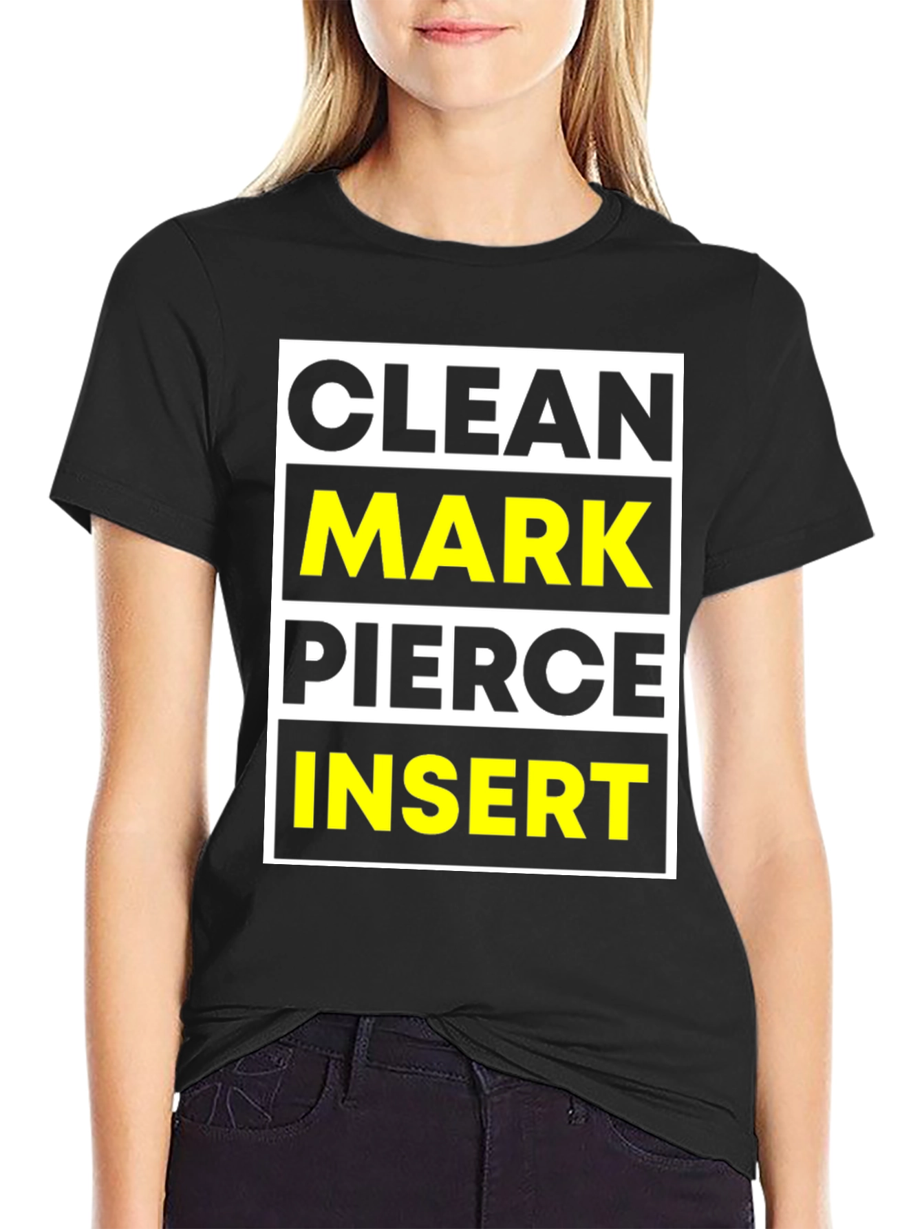 Clean Mark Pierce Insert Graphic Tee - Black