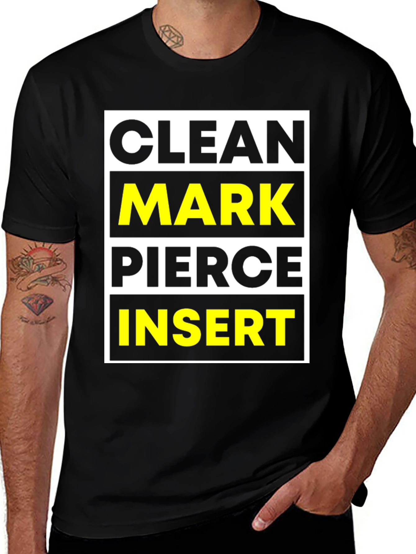 Clean Mark Pierce Insert Graphic Tee - Black