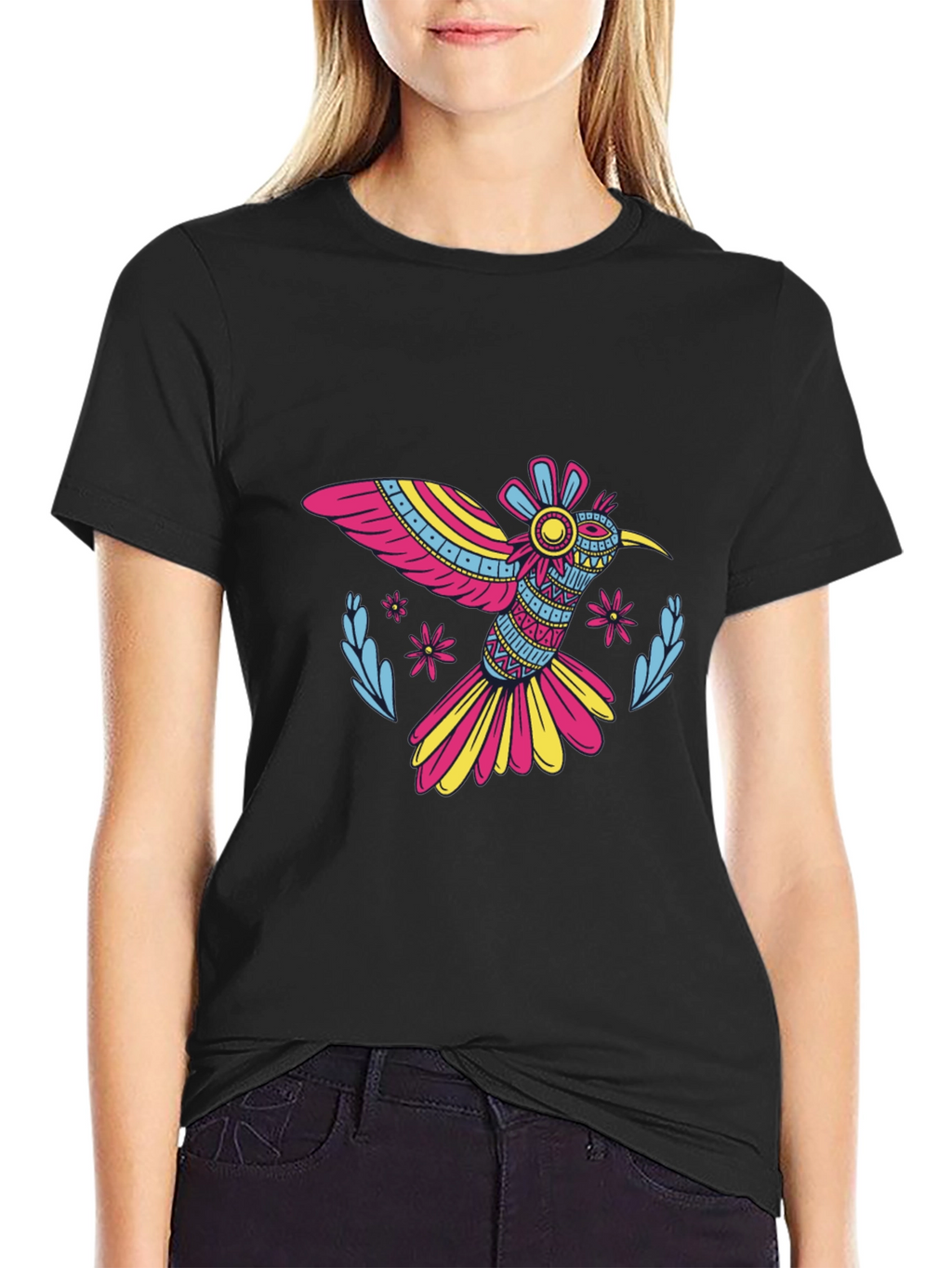 Hummingbird Graphic Black Tee