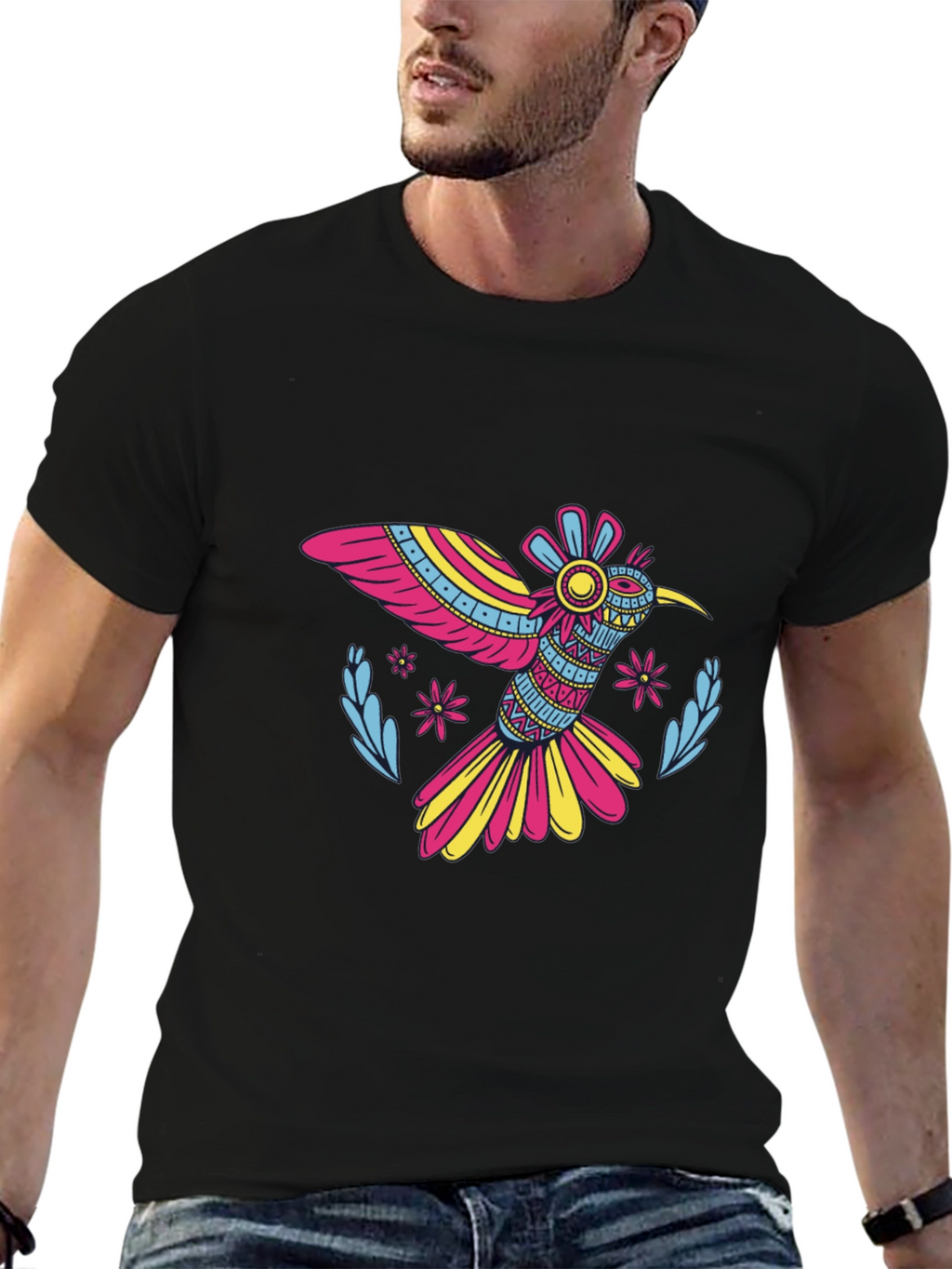 Hummingbird Graphic Black Tee