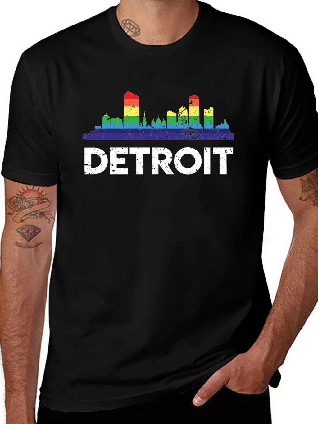 Detroit Pride Rainbow Skyline T-Shirt