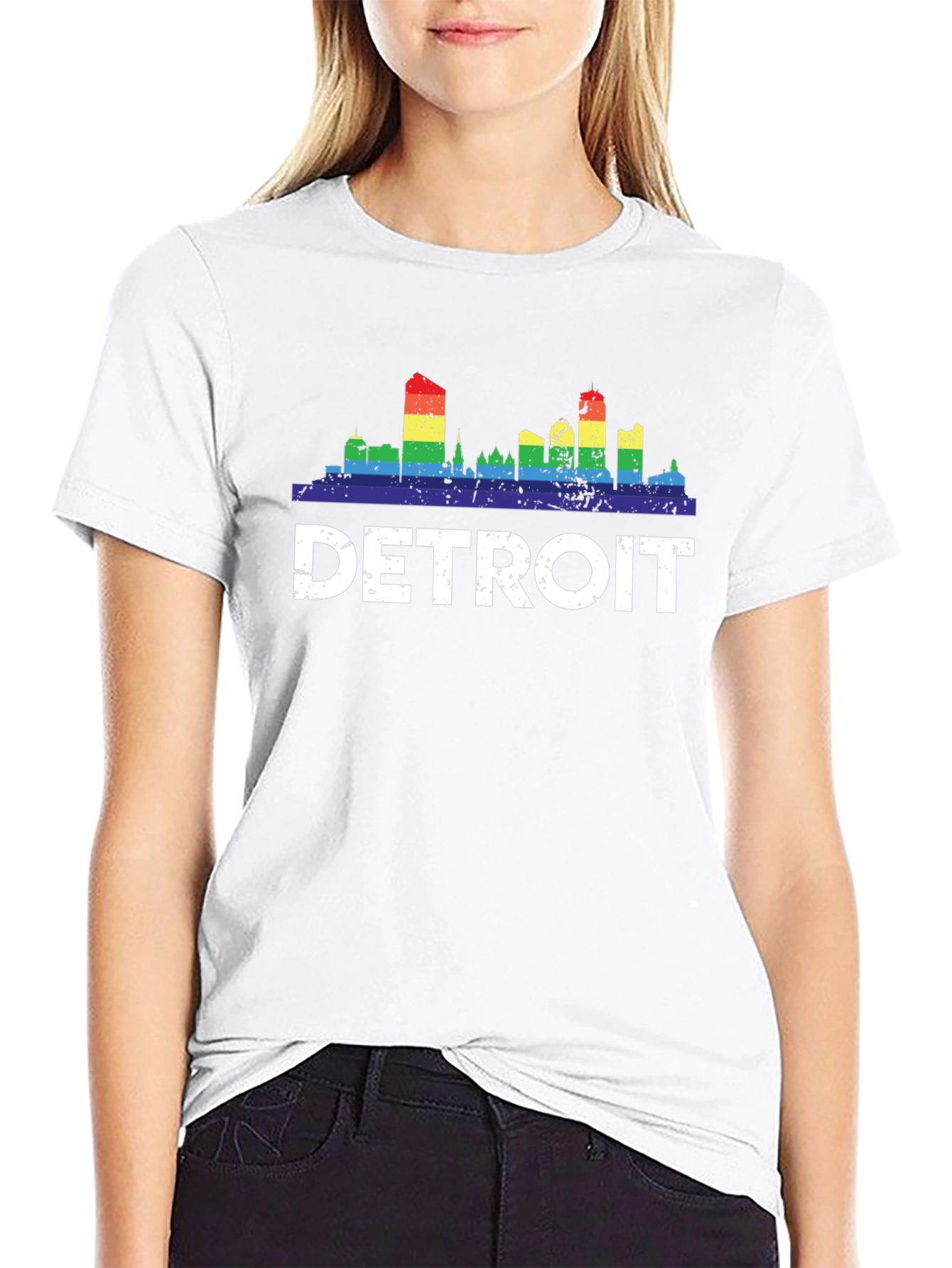 Detroit Pride Rainbow Skyline T-Shirt