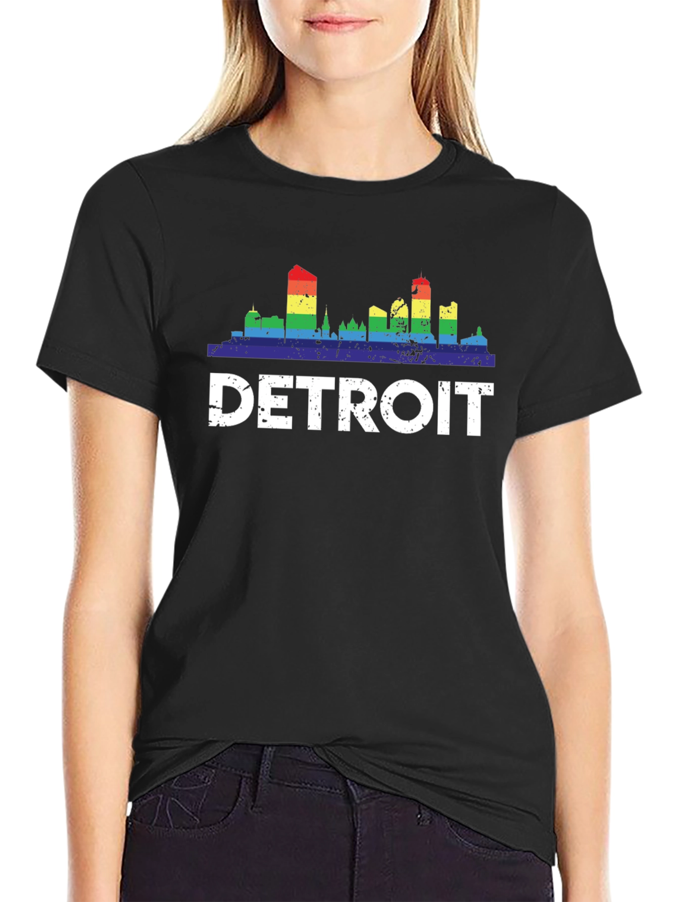 Detroit Pride Rainbow Skyline T-Shirt