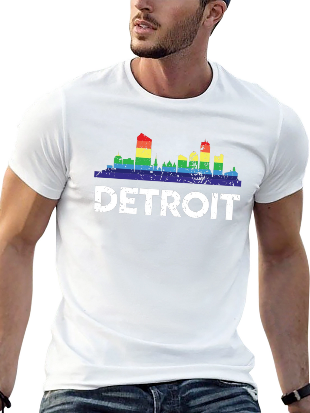 Detroit Pride Rainbow Skyline T-Shirt