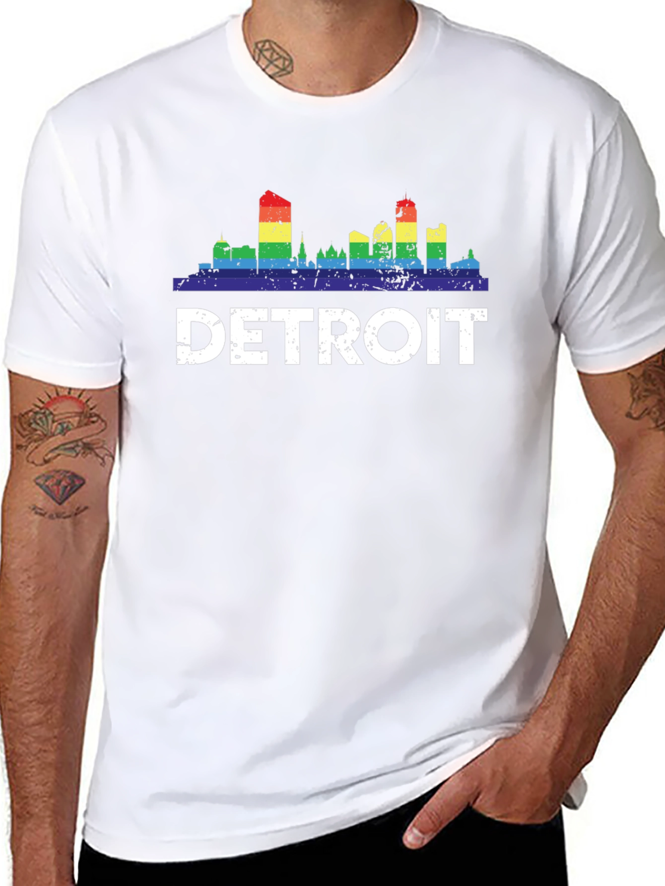 Detroit Pride Rainbow Skyline T-Shirt
