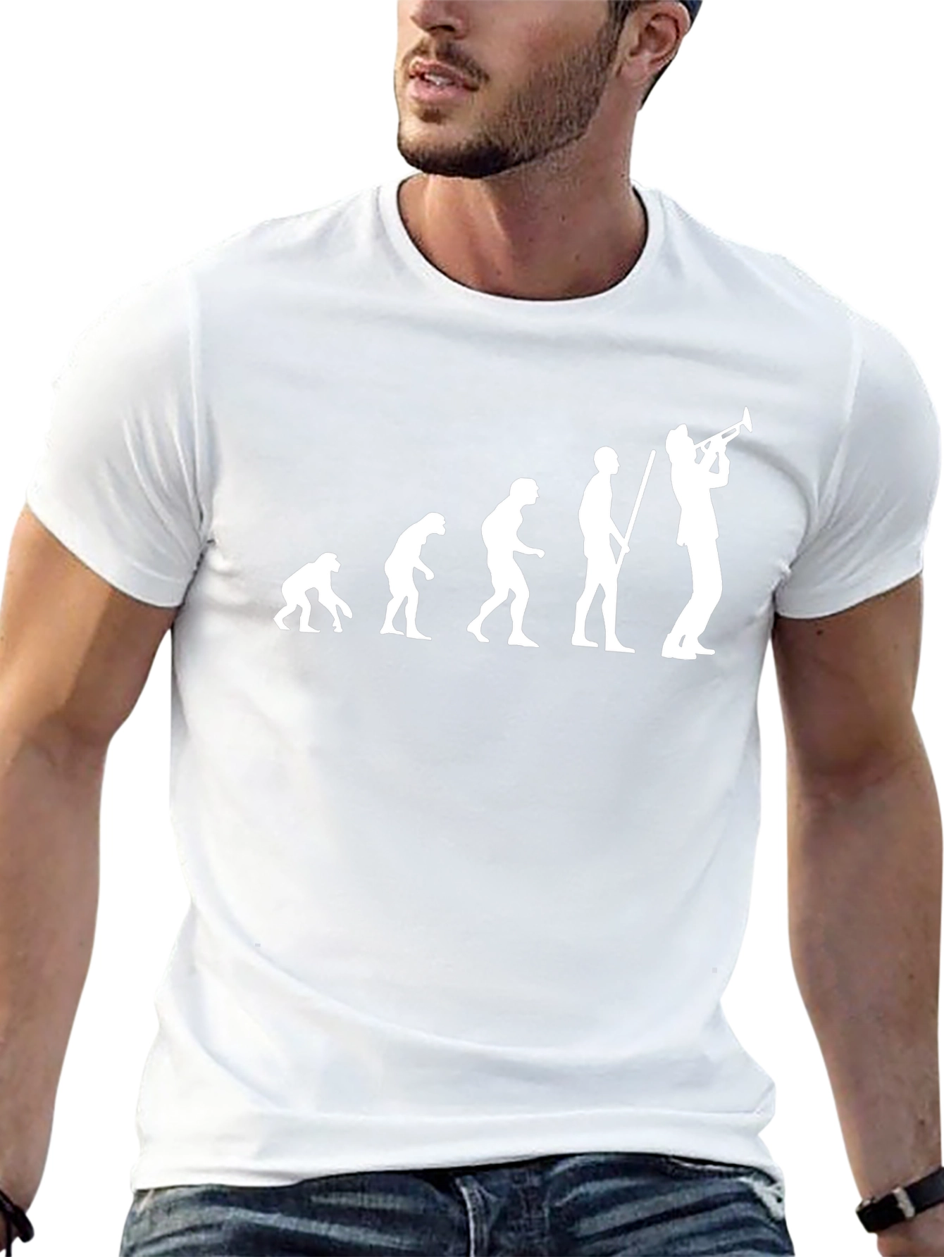 Evolution of Music Trumpet Player Black T-Shirt