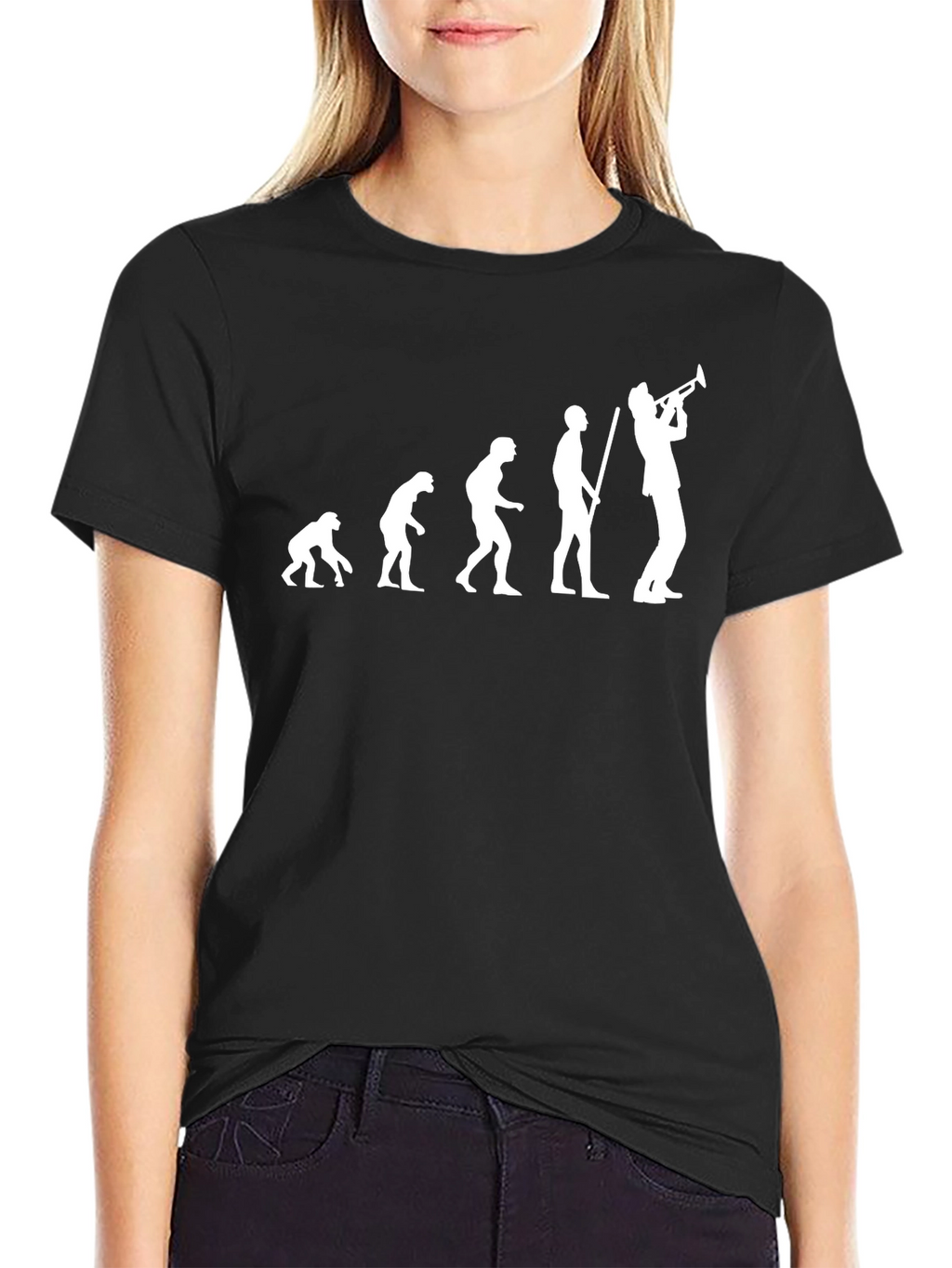 Evolution of Music Trumpet Player Black T-Shirt