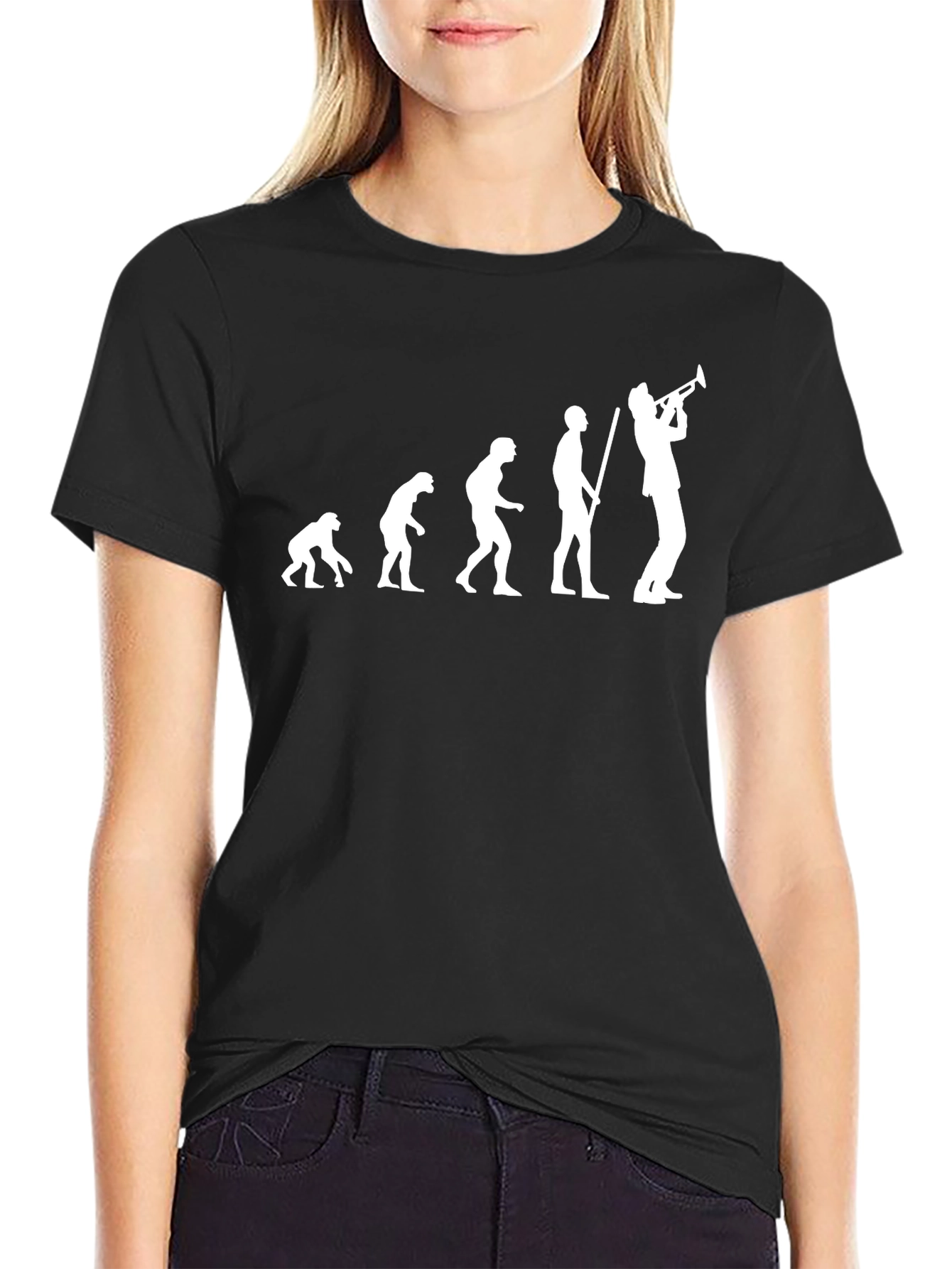 Evolution of Music Trumpet Player Black T-Shirt