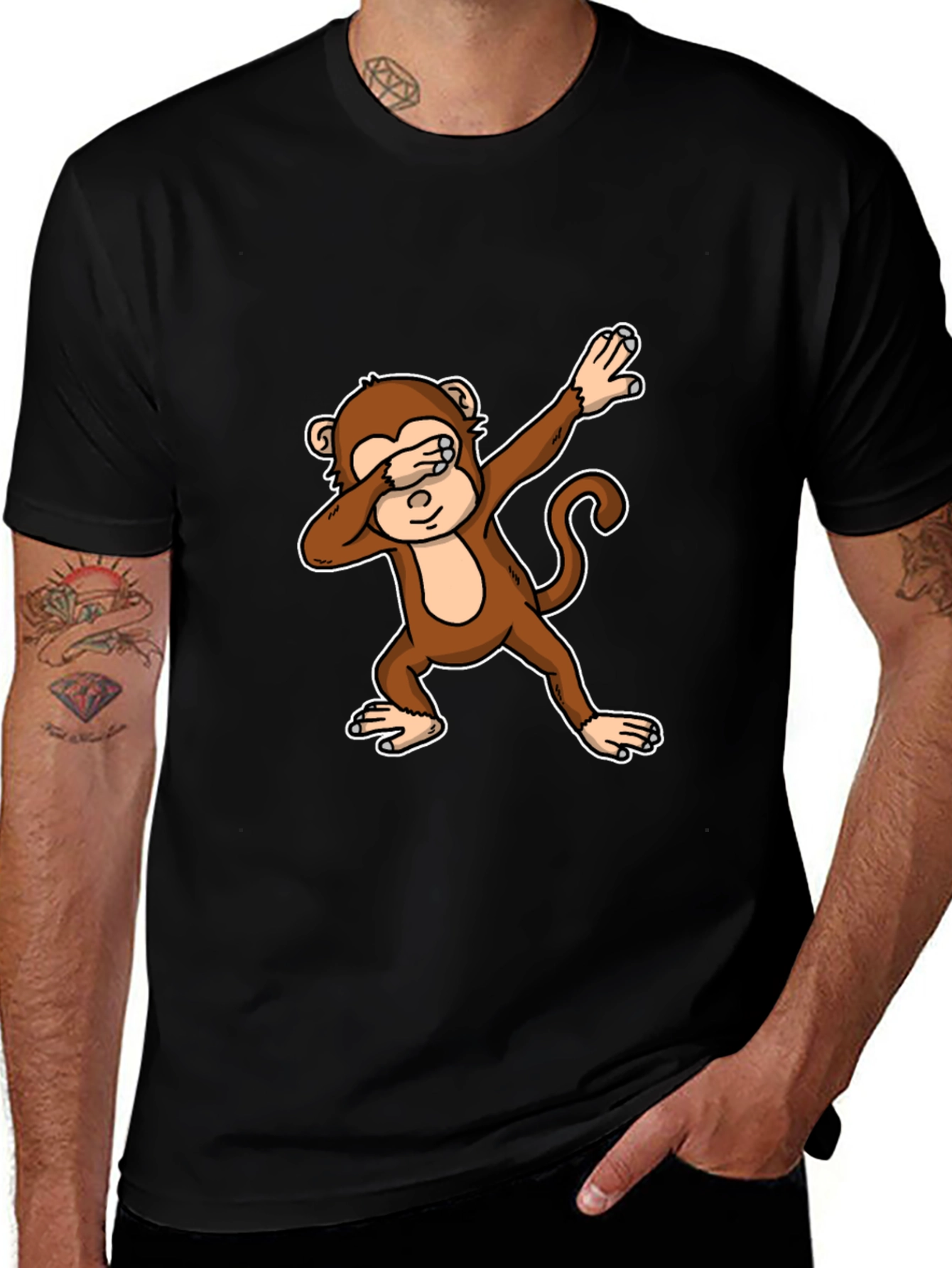 Dabbing Monkey Graphic Tee - Trendy Mens T-Shirt