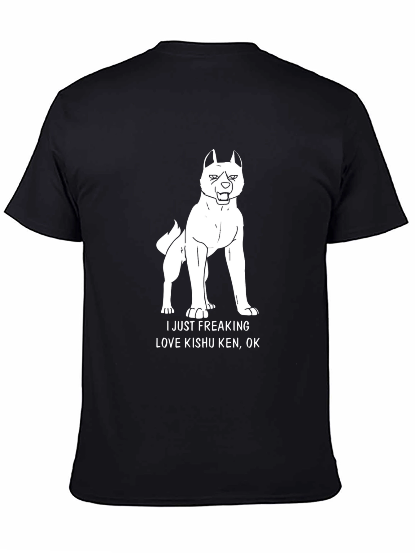 Kishu Ken Dog Graphic Tee - Black Cotton T-Shirt