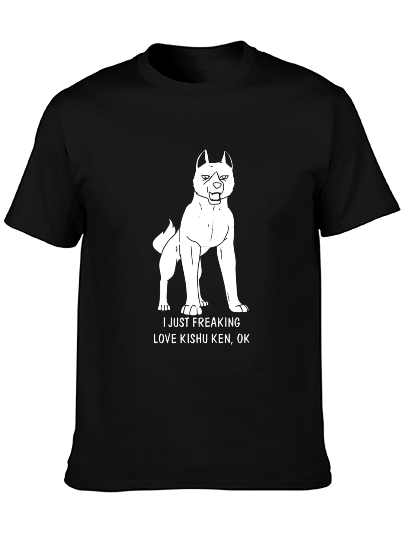 Kishu Ken Dog Graphic Tee - Black Cotton T-Shirt