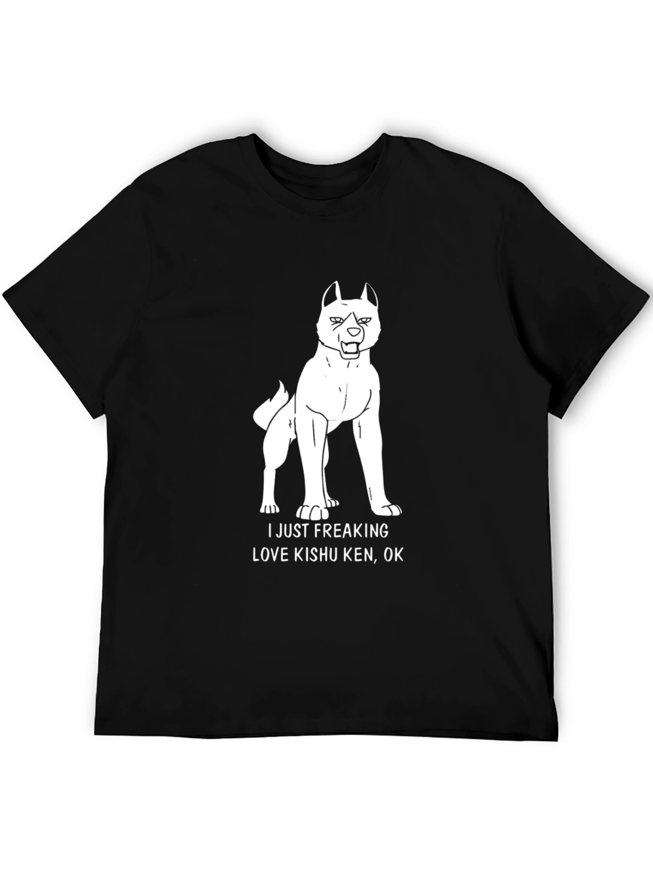 Kishu Ken Dog Graphic Tee - Black Cotton T-Shirt