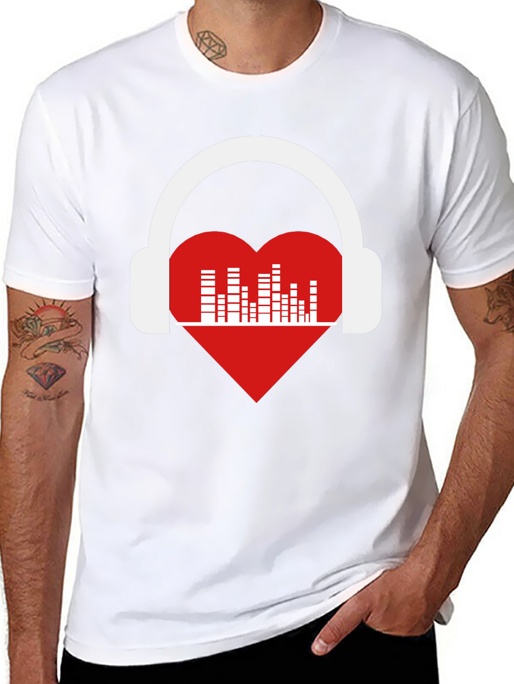 Heart Music Headphones Graphic T-Shirt