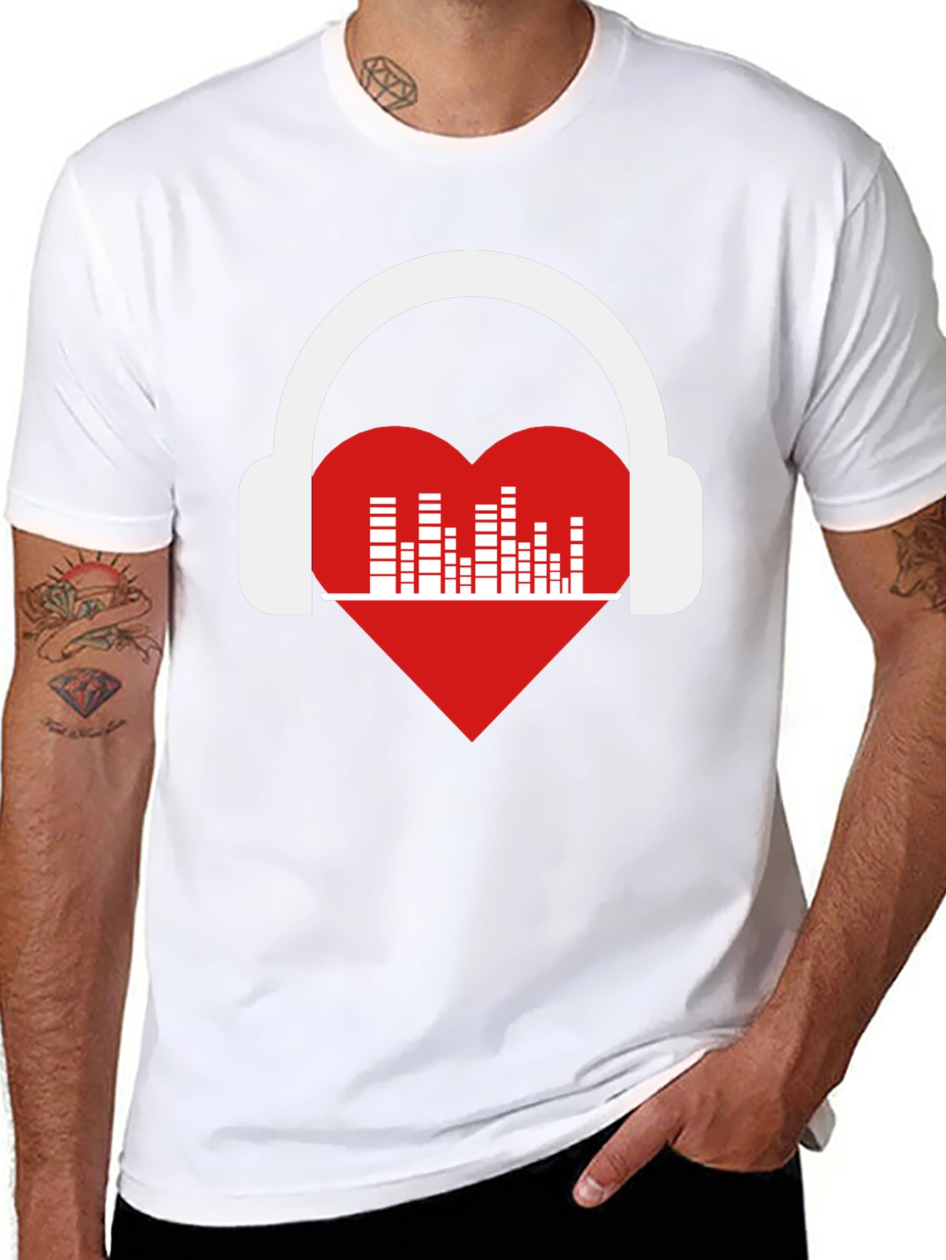 Heart Music Headphones Graphic T-Shirt