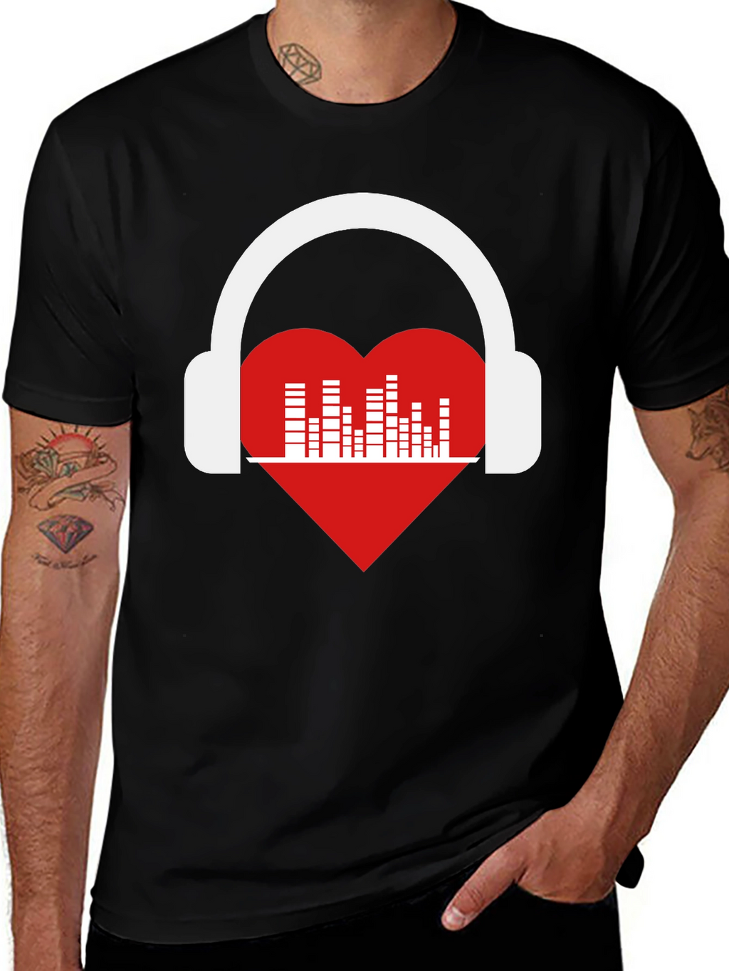 Heart Music Headphones Graphic T-Shirt