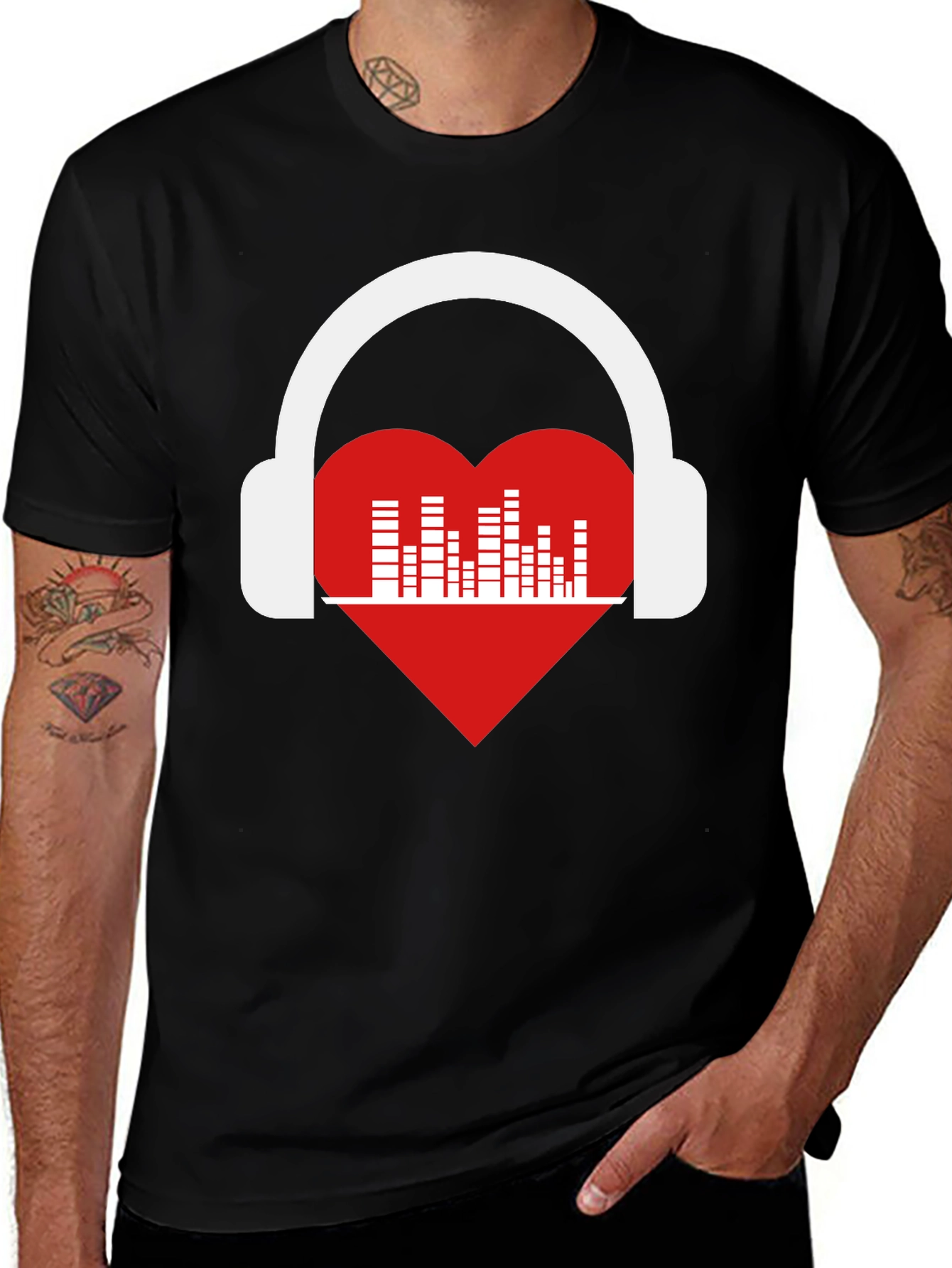 Heart Music Headphones Graphic T-Shirt