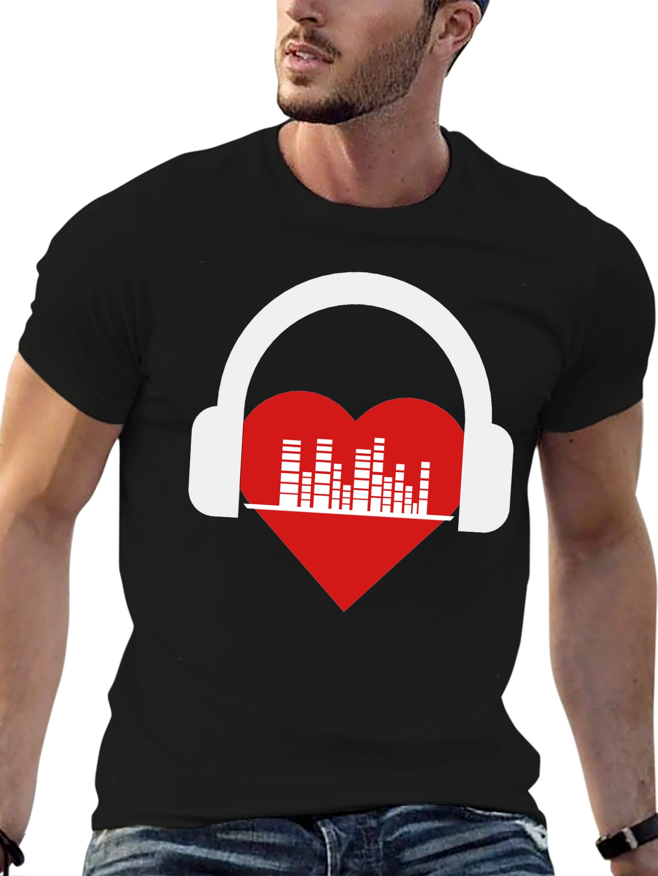 Heart Music Headphones Graphic T-Shirt