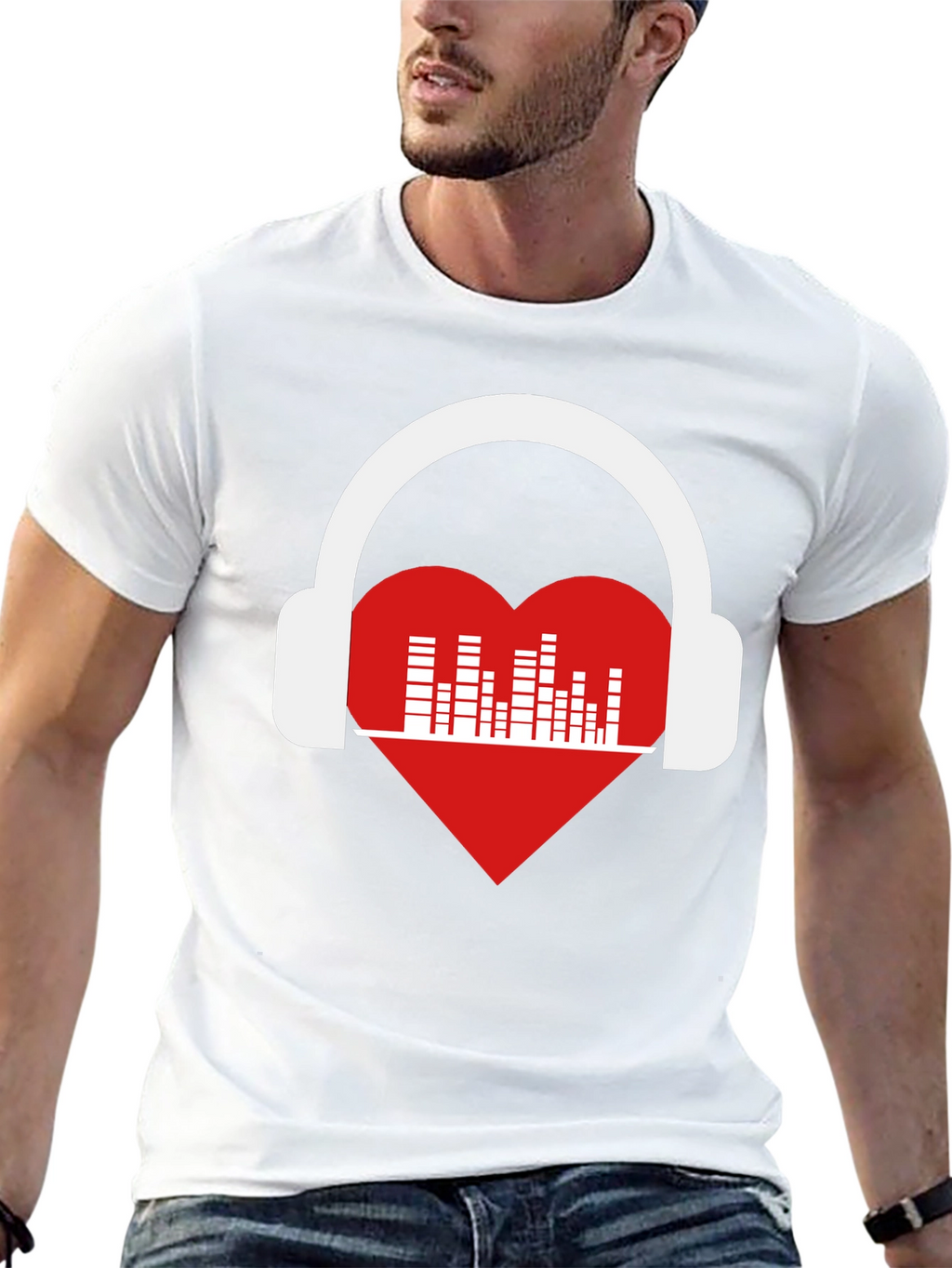 Heart Music Headphones Graphic T-Shirt