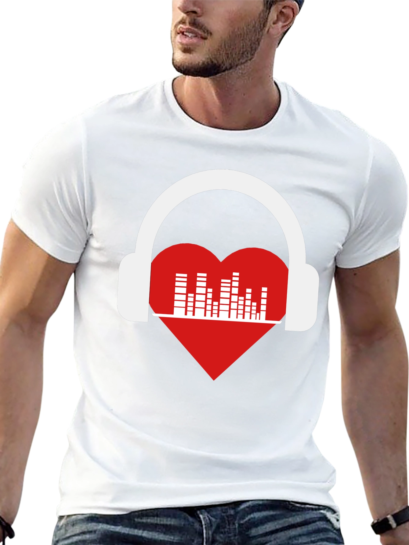 Heart Music Headphones Graphic T-Shirt