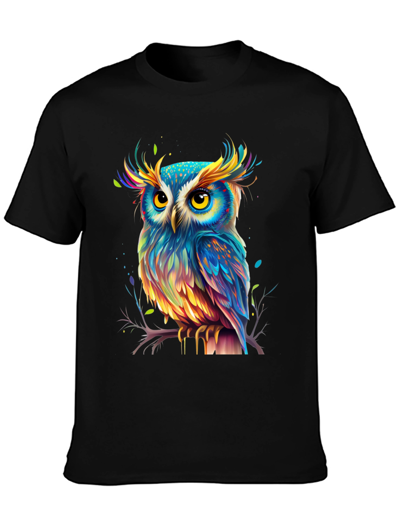 Colorful Owl Graphic Tee - Unique Bird Art
