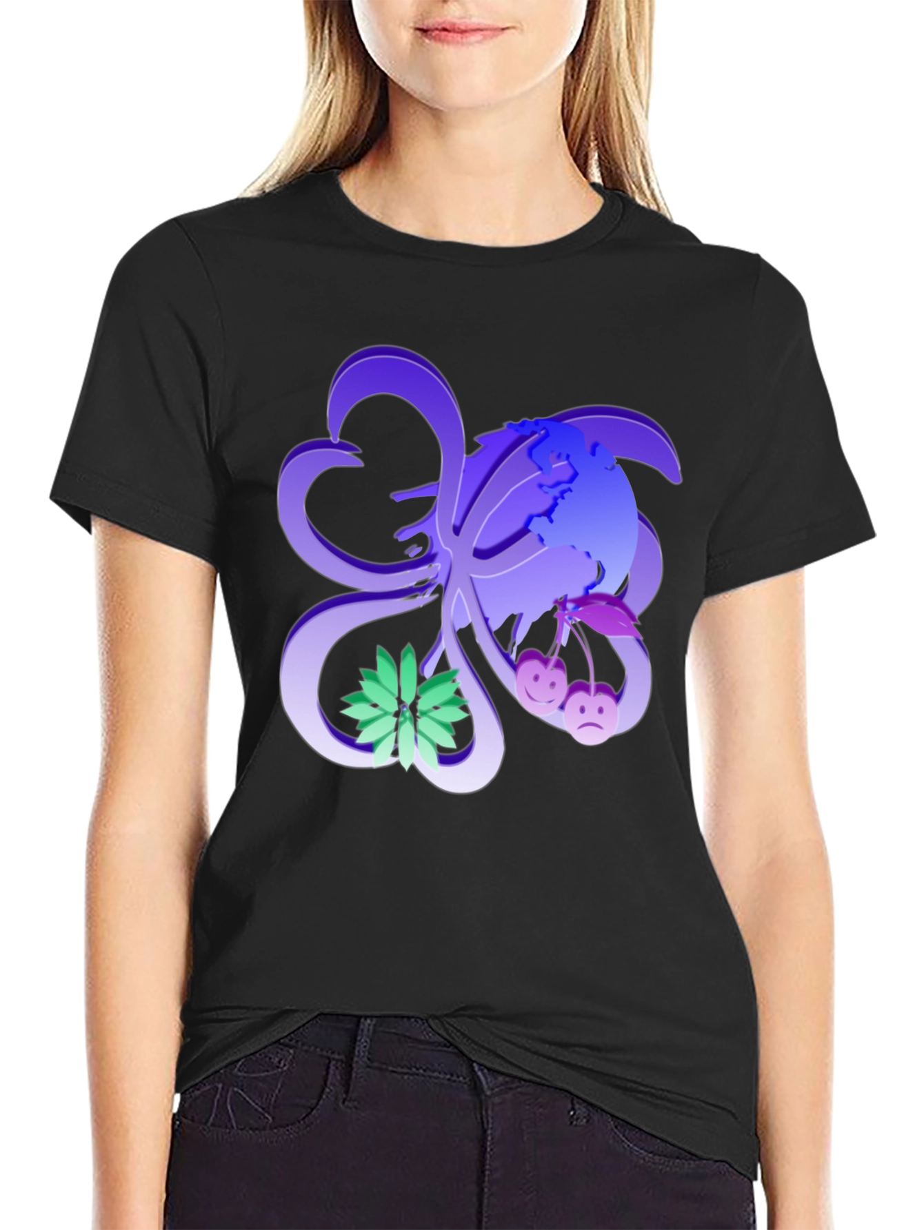 Graphic Black T-Shirt with Colorful Abstract Design