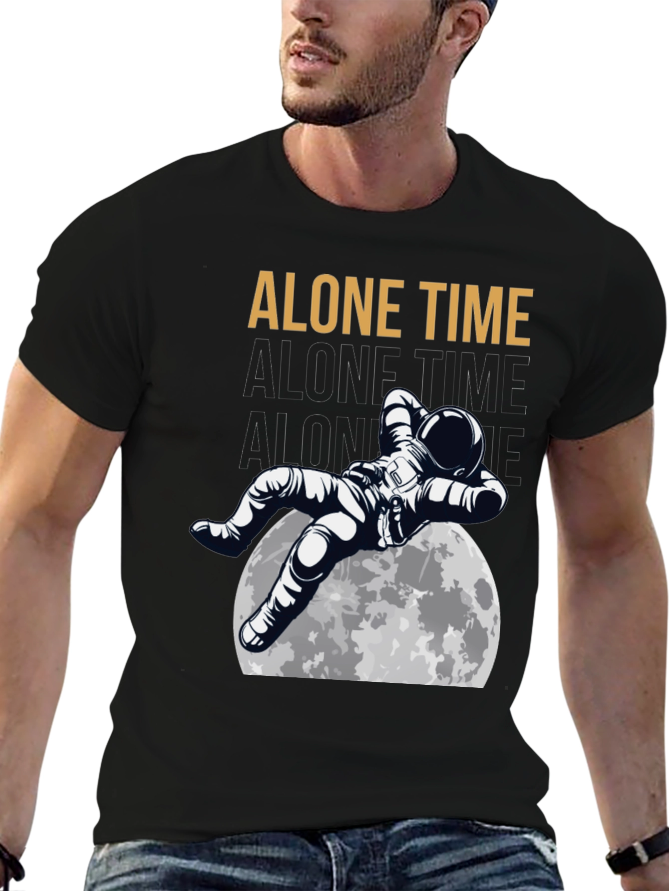 Alone Time Astronaut Moon Graphic T-Shirt