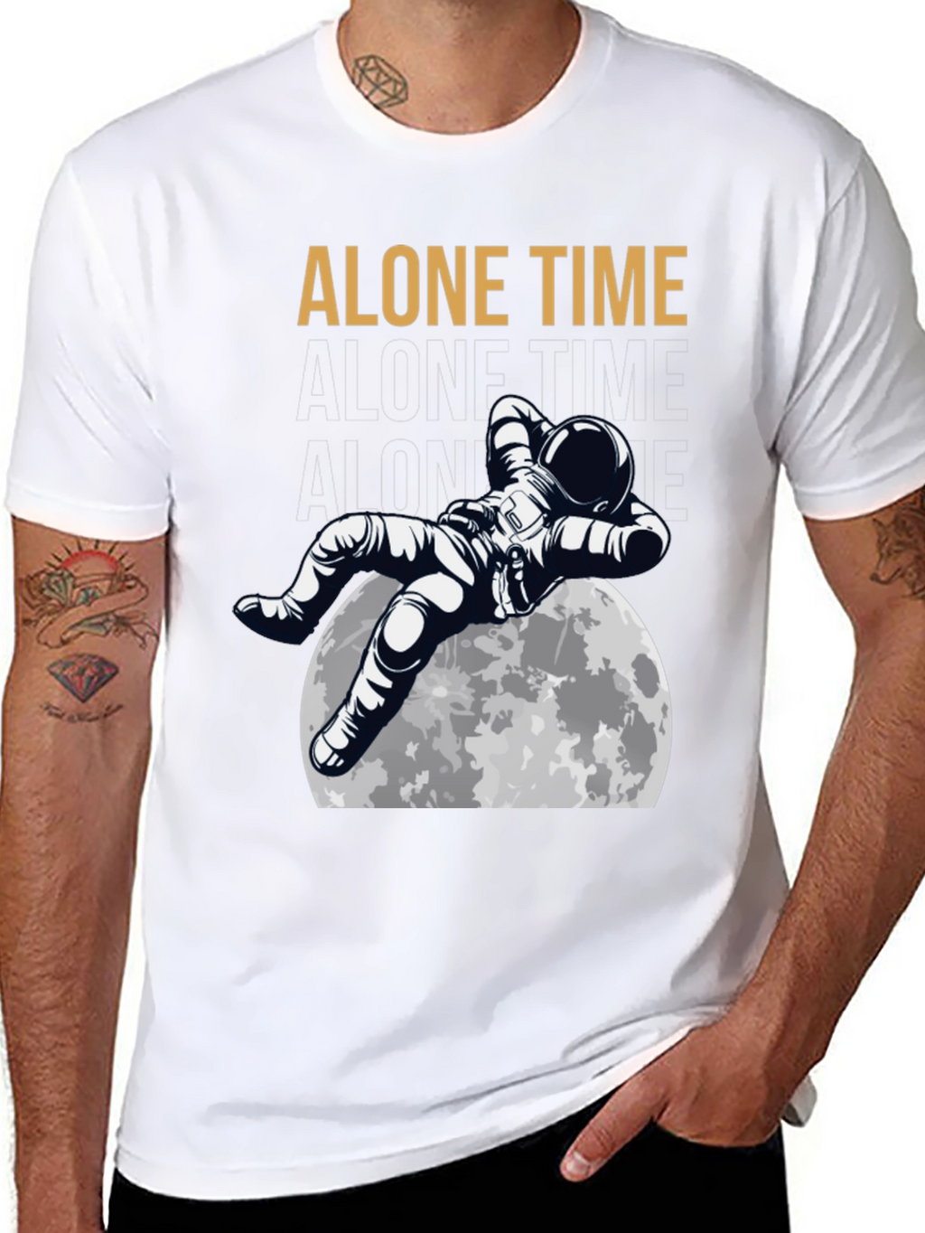 Alone Time Astronaut Moon Graphic T-Shirt