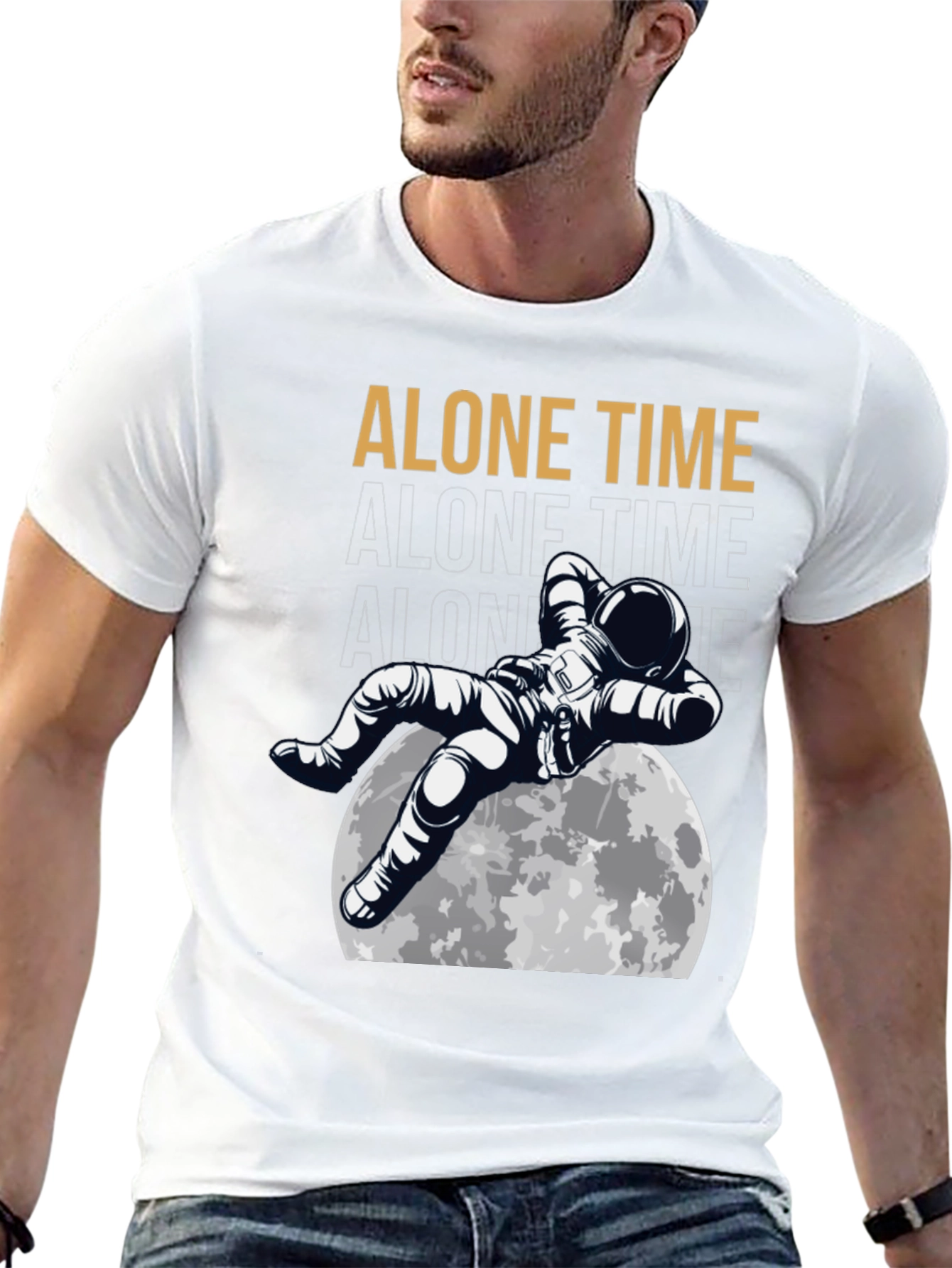 Alone Time Astronaut Moon Graphic T-Shirt