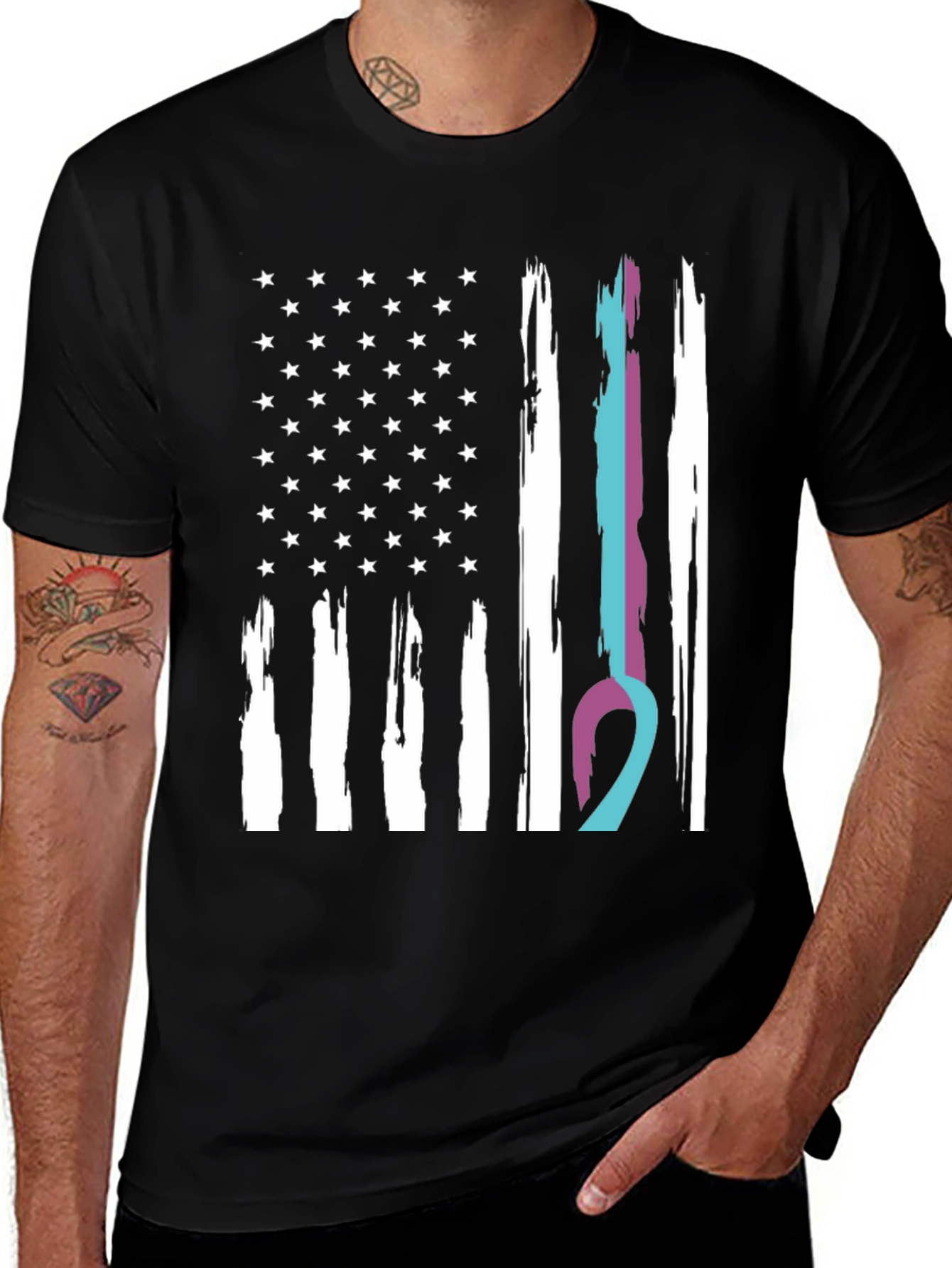American Flag Ribbon Support T-Shirt