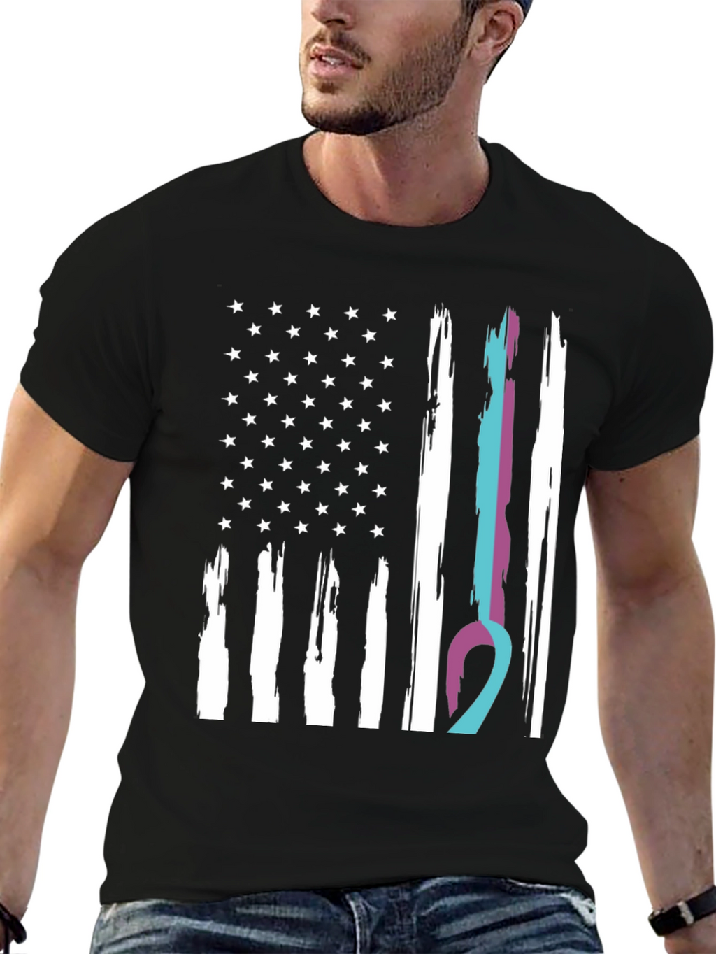 American Flag Ribbon Support T-Shirt