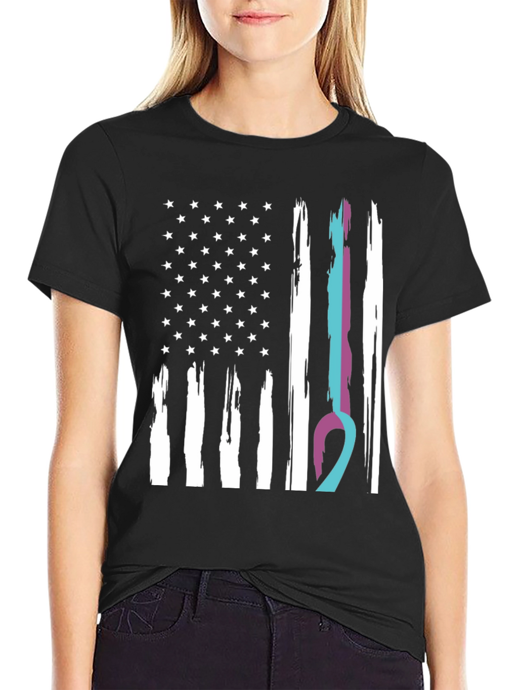 American Flag Ribbon Support T-Shirt