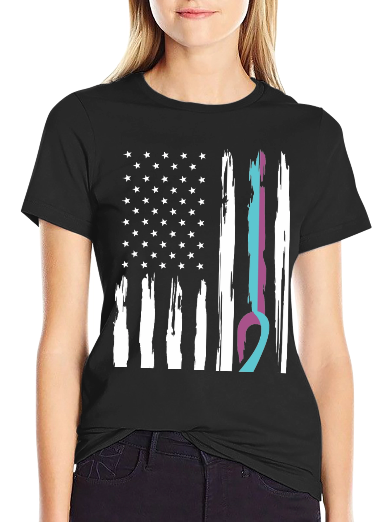 American Flag Ribbon Support T-Shirt