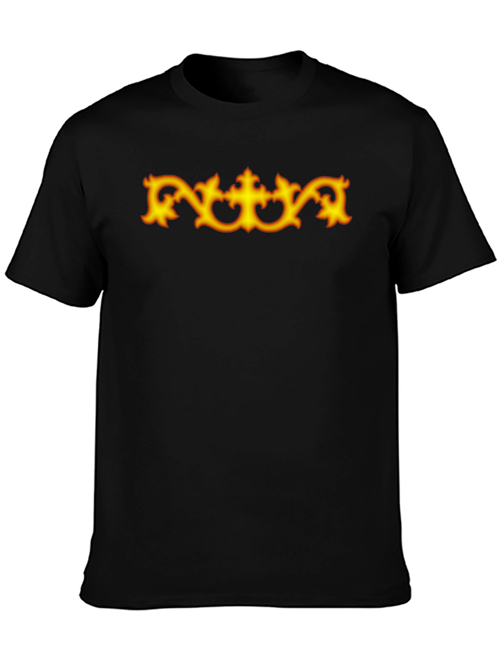 Black T-Shirt with Ornamental Gold Design