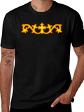 Black T-Shirt with Ornamental Gold Design
