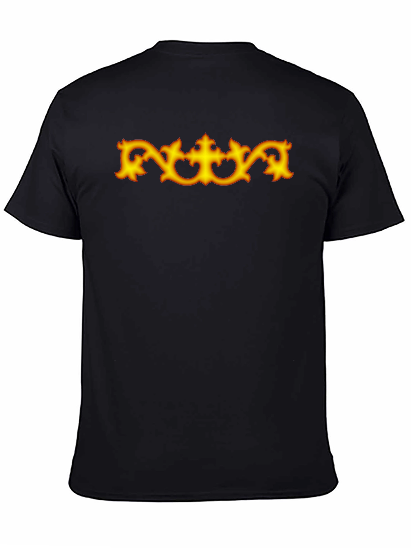 Black T-Shirt with Ornamental Gold Design