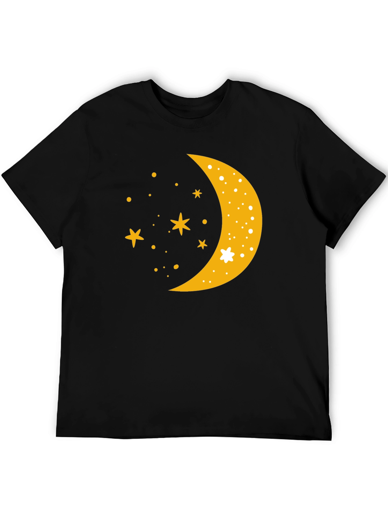 Celestial Crescent Moon Starry Night Black T-Shirt