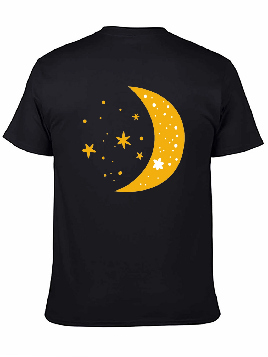 Celestial Crescent Moon Starry Night Black T-Shirt