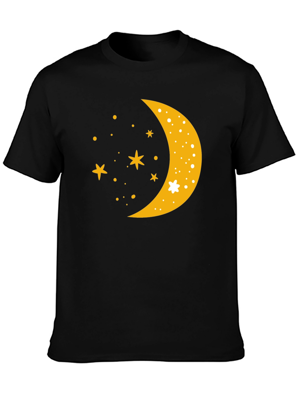 Celestial Crescent Moon Starry Night Black T-Shirt