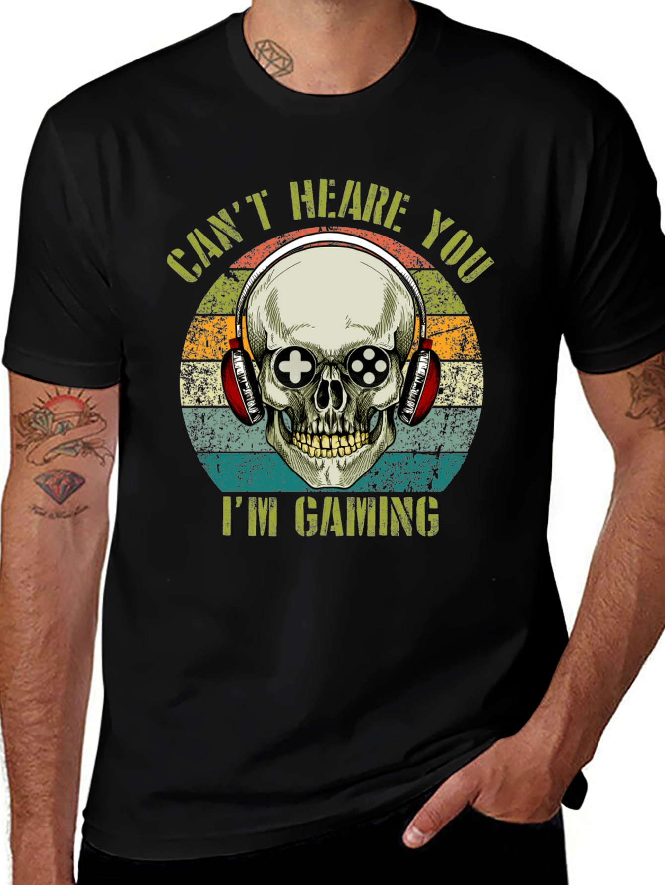 Gamer Skull T-Shirt: Cant Hear You Im Gaming!