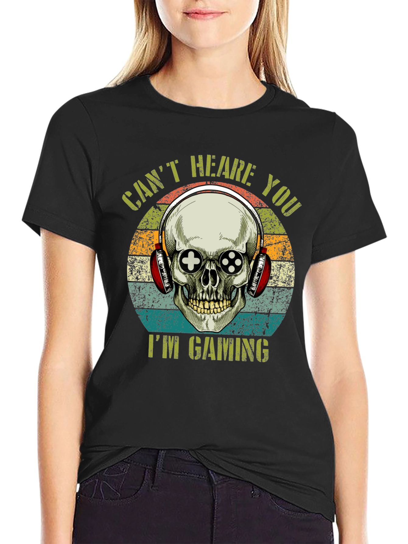 Gamer Skull T-Shirt: Cant Hear You Im Gaming!