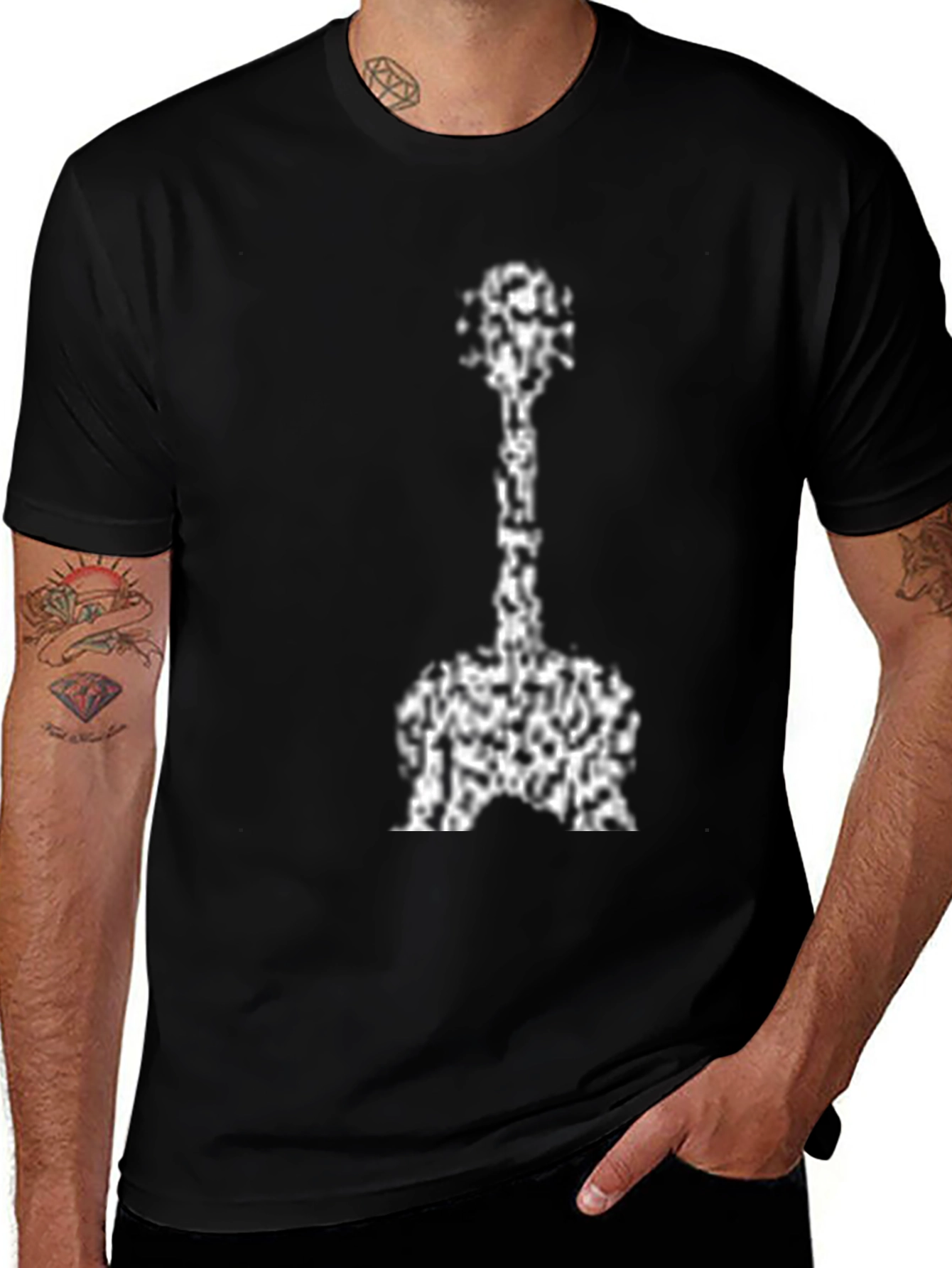 Abstract Guitar Graphic Tee - Black Cotton Blend