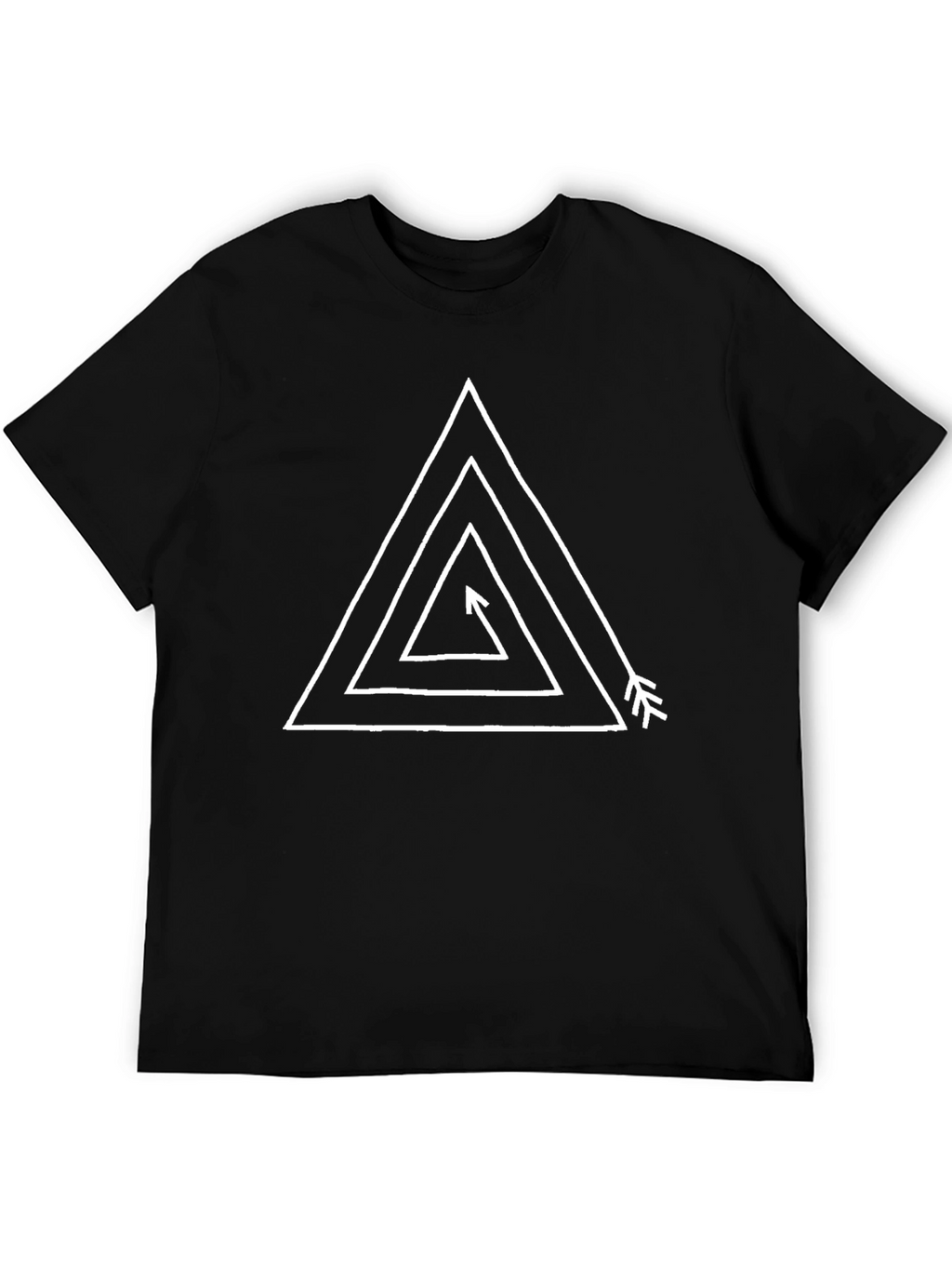 Geometric Arrow Triangle Graphic Tee - Black