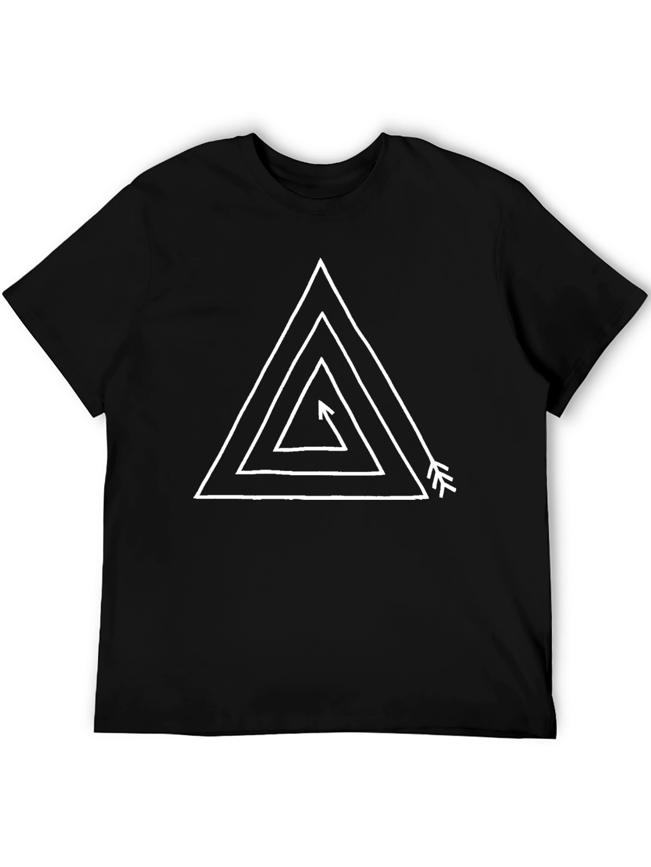 Geometric Arrow Triangle Graphic Tee - Black