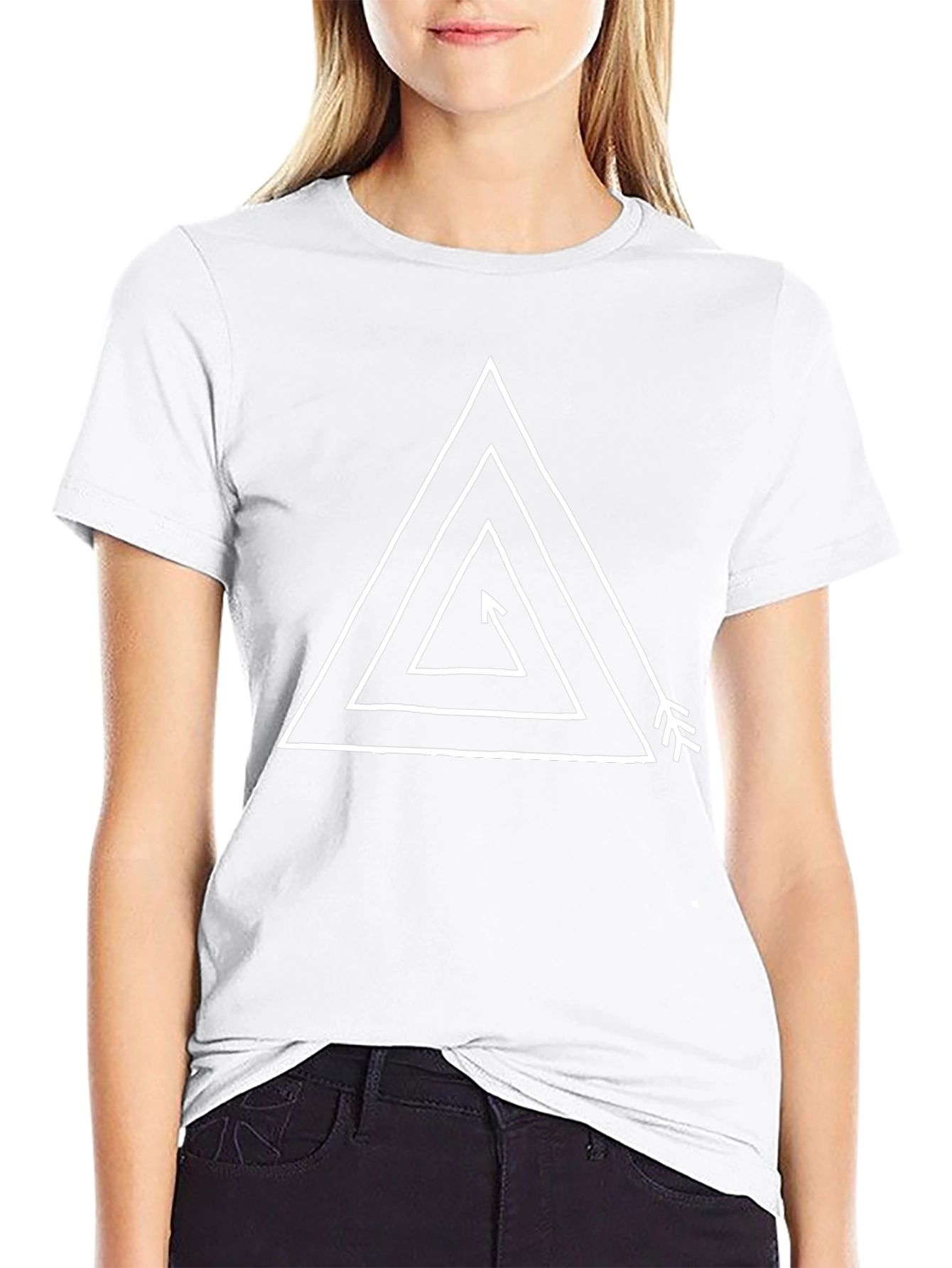 Geometric Arrow Triangle Graphic Tee - Black