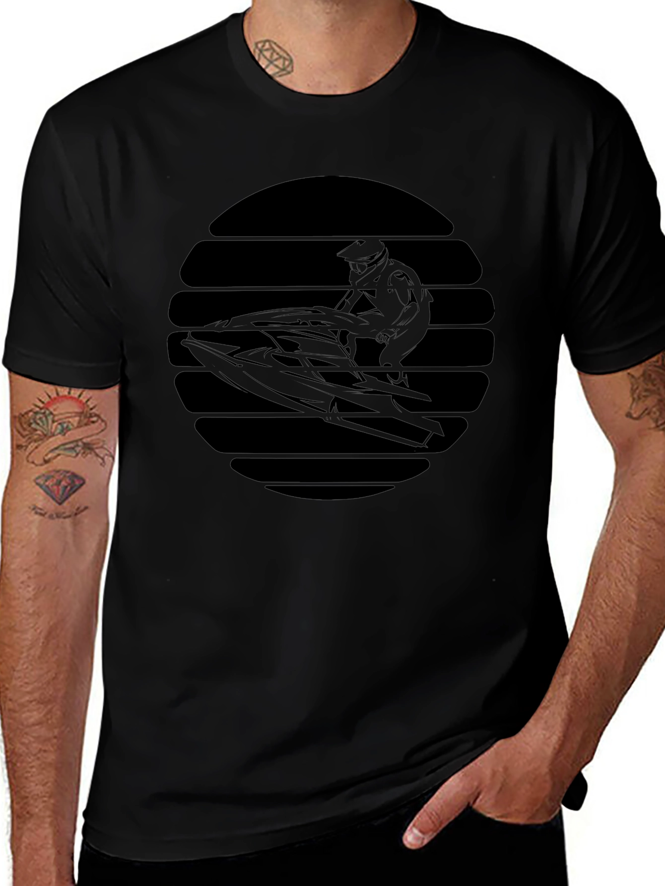 Jet Ski Silhouette Tee - Black Graphic T-Shirt