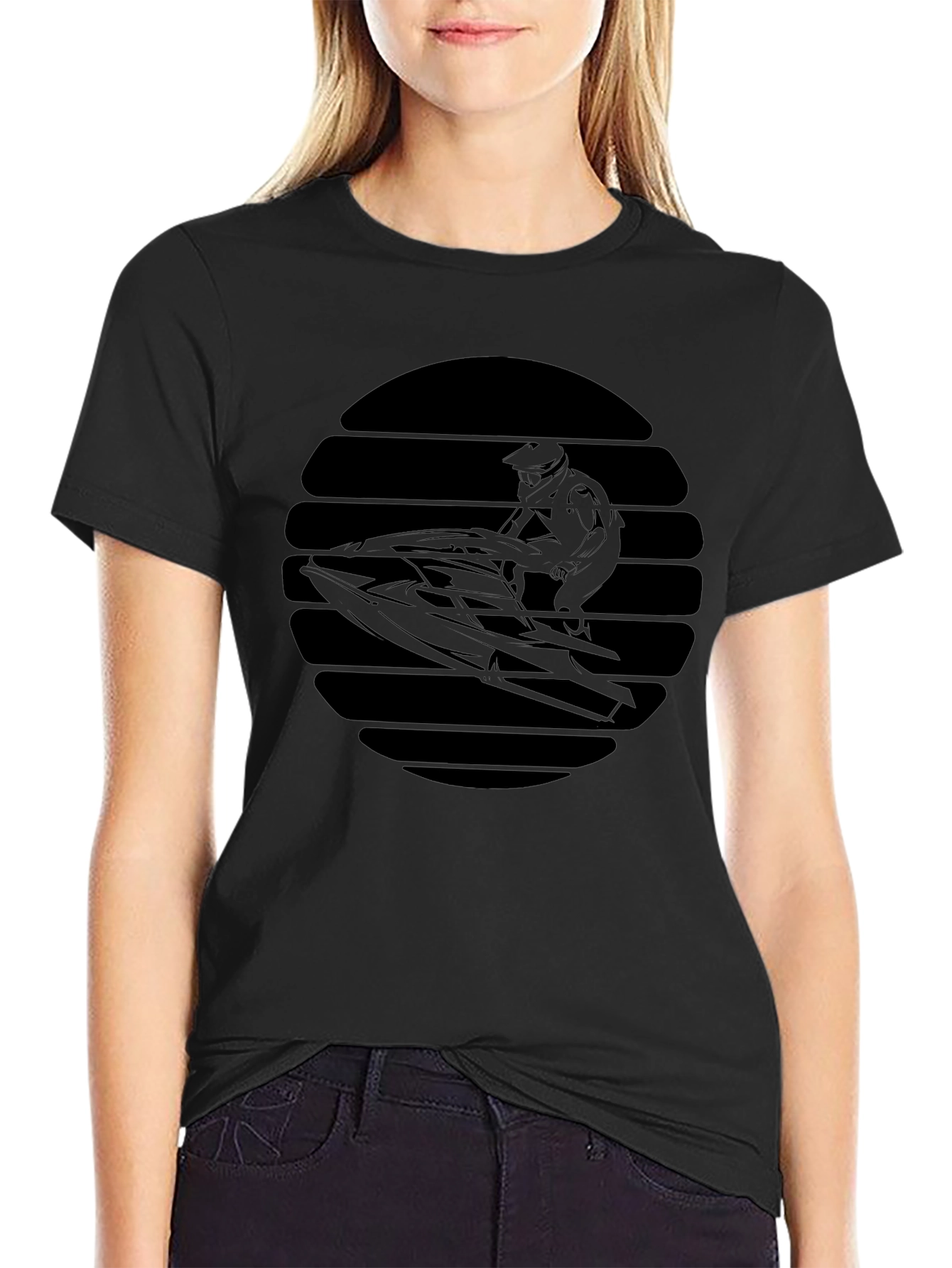 Jet Ski Silhouette Tee - Black Graphic T-Shirt