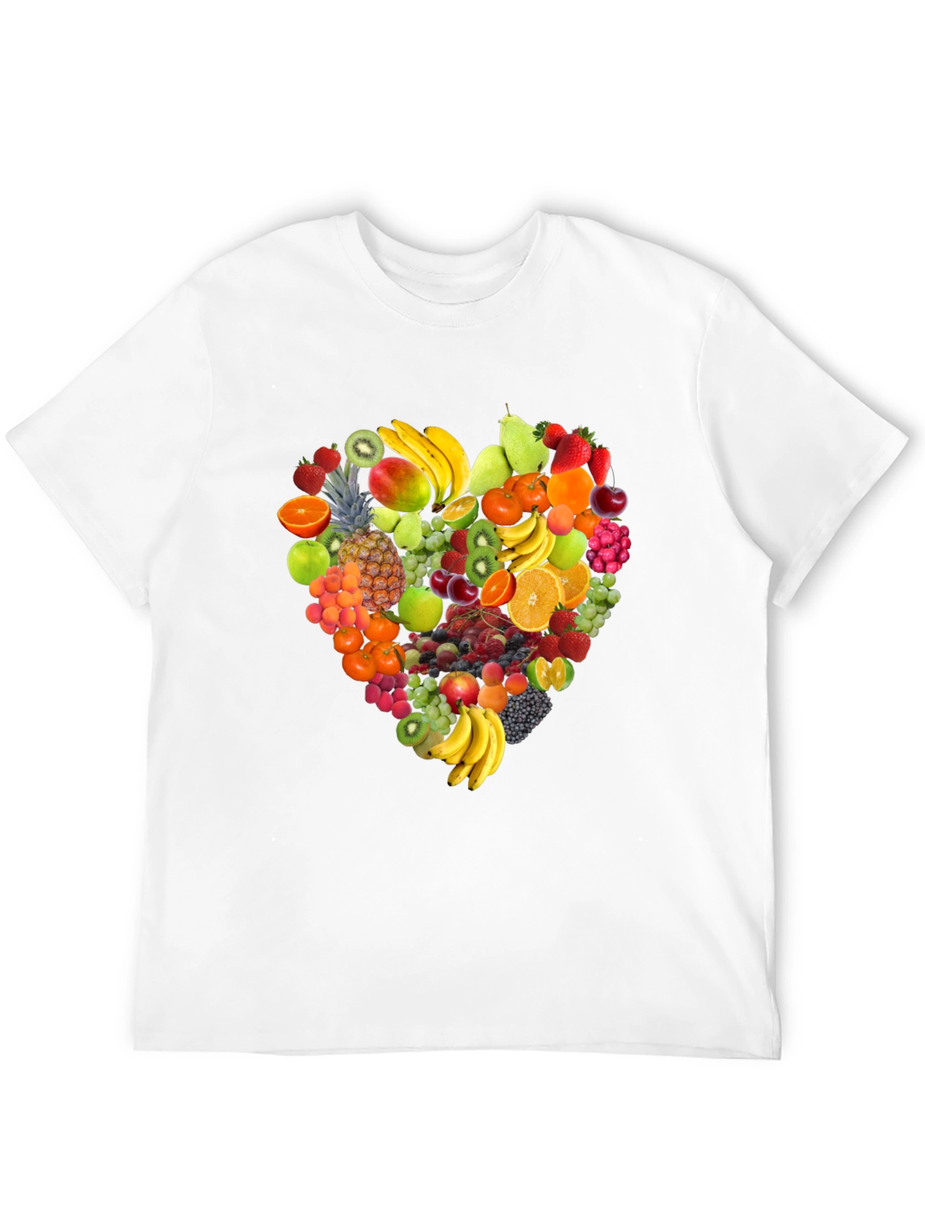 Fruit Heart Graphic Print Black T-Shirt
