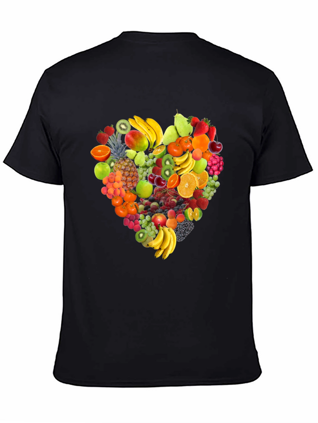 Fruit Heart Graphic Print Black T-Shirt