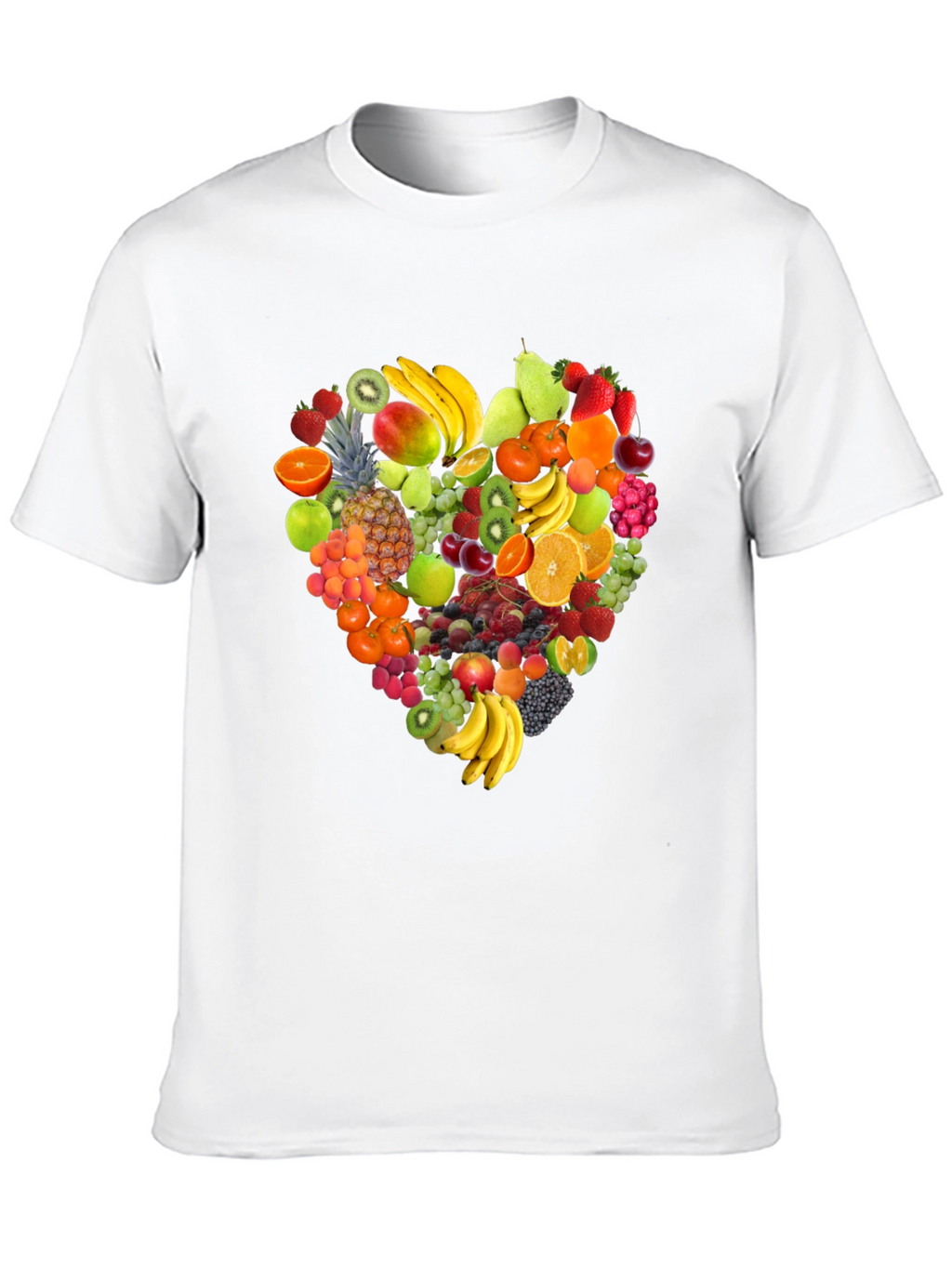 Fruit Heart Graphic Print Black T-Shirt