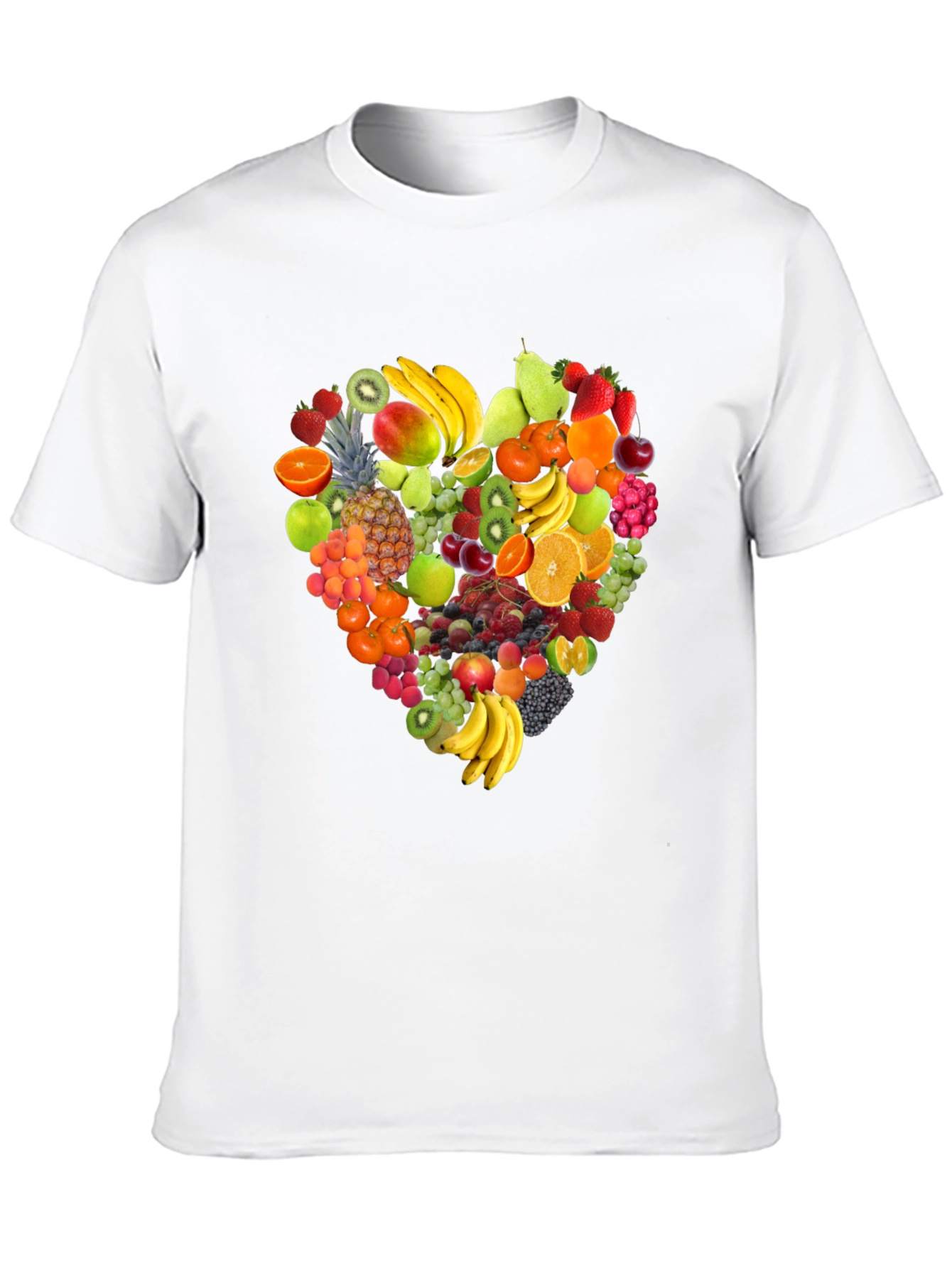 Fruit Heart Graphic Print Black T-Shirt